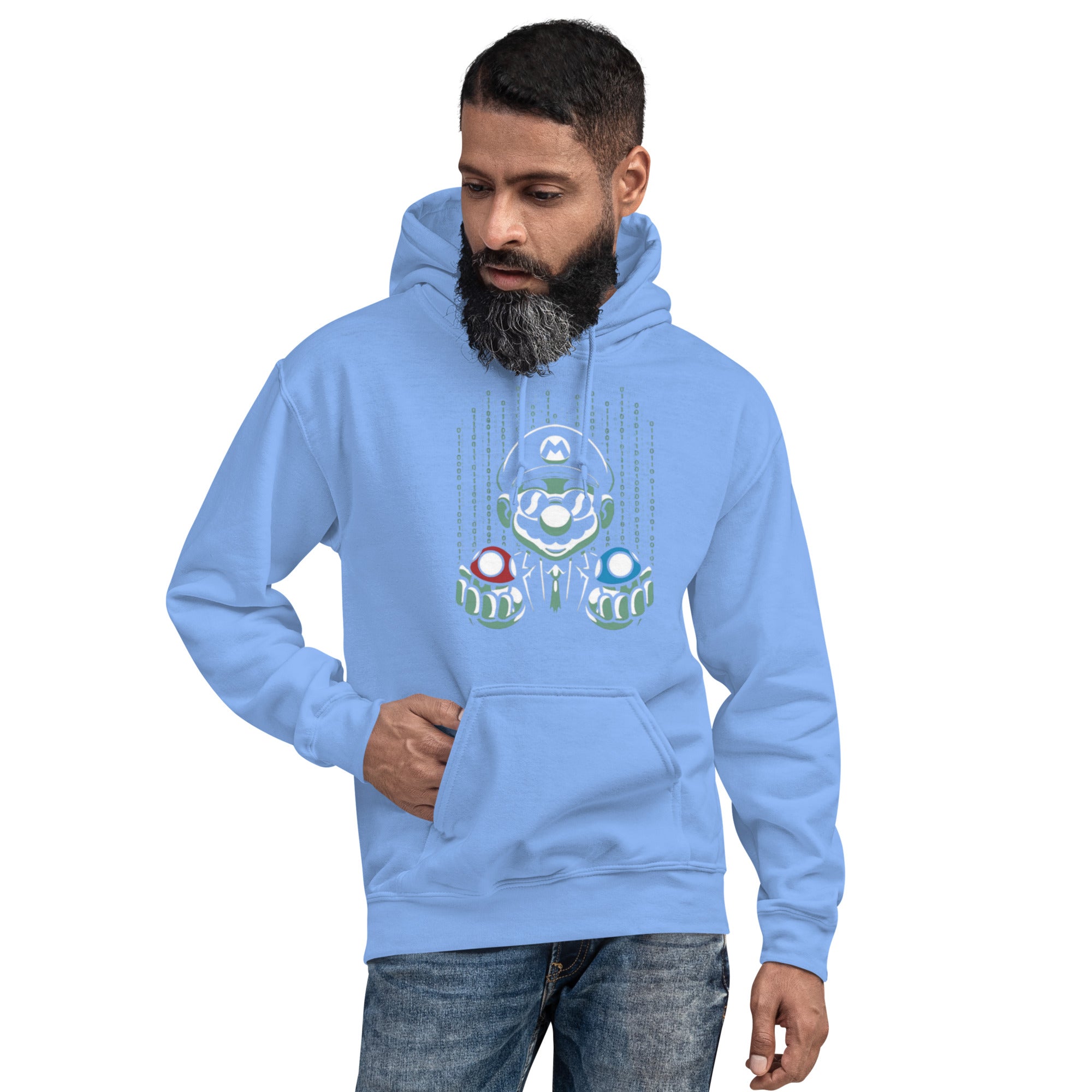Foto di - Felpa Stampata Unisex – Morbida con Cappuccio e Tasca Frontale – Stile Streetwear – Funghetto Blu Funghetto Rosso-Biiply