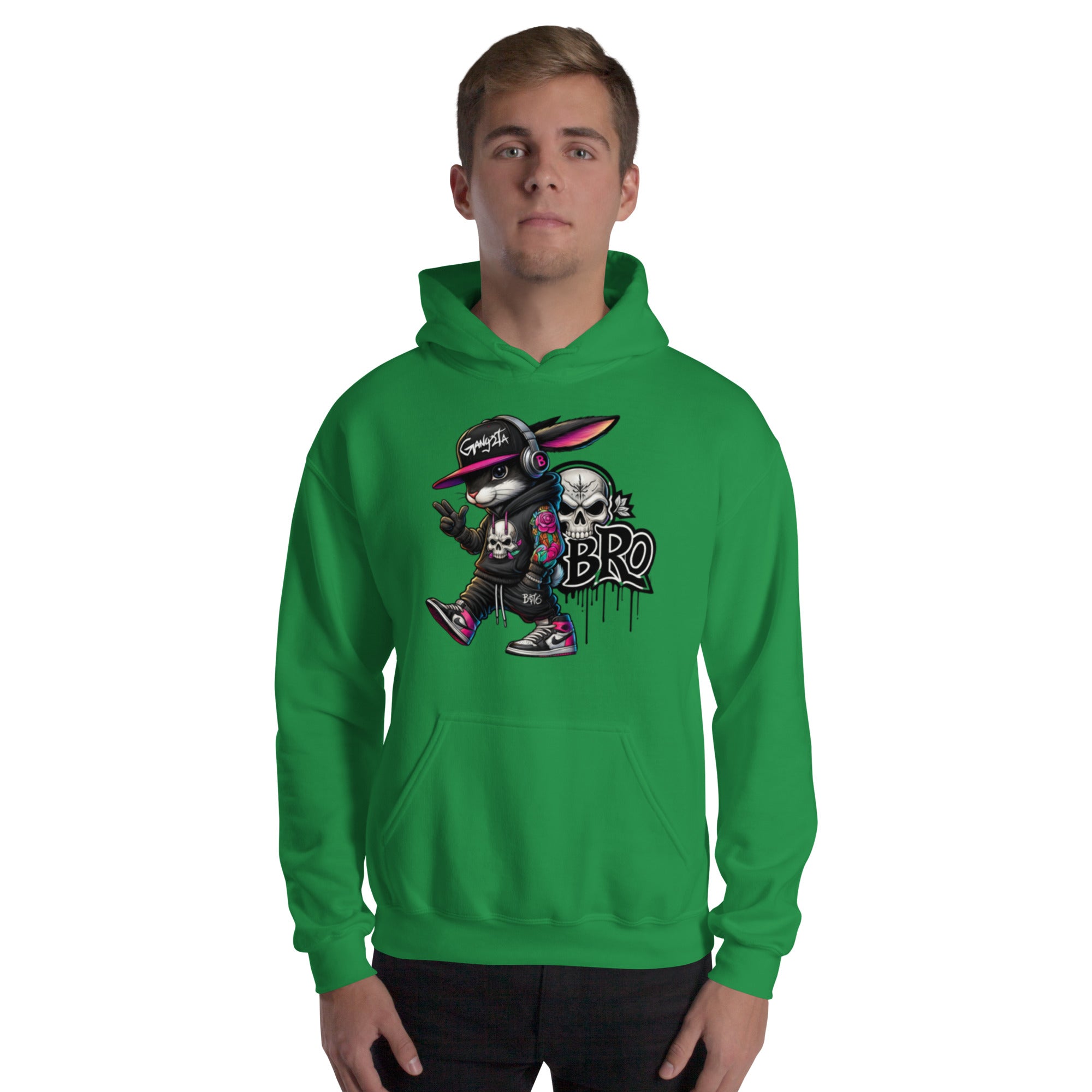 Foto di - Felpa Stampata Unisex – Morbida con Cappuccio e Tasca Frontale – Stile Streetwear – Gangstar Rabbit-DTG-Biiply