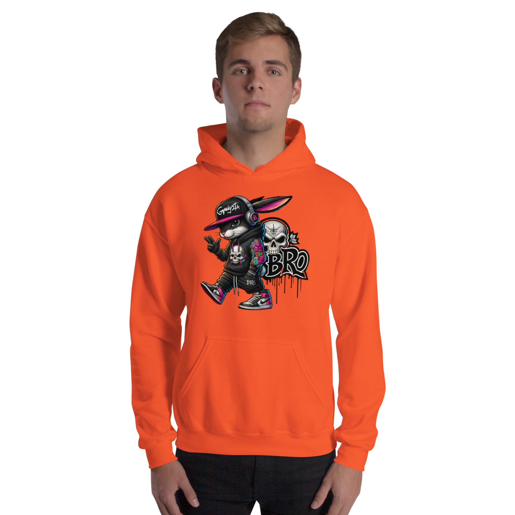 Foto di - Felpa Stampata Unisex – Morbida con Cappuccio e Tasca Frontale – Stile Streetwear – Gangstar Rabbit-DTG-Biiply