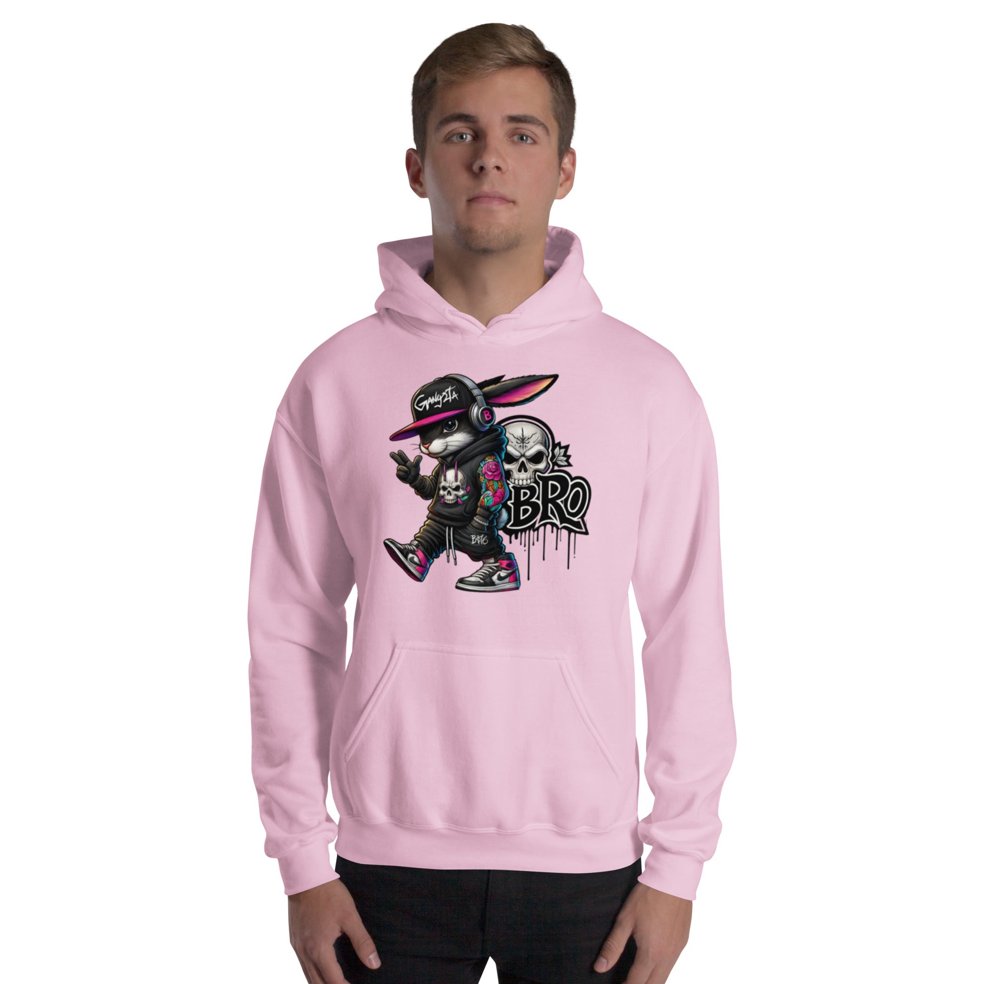 Foto di - Felpa Stampata Unisex – Morbida con Cappuccio e Tasca Frontale – Stile Streetwear – Gangstar Rabbit-DTG-Biiply