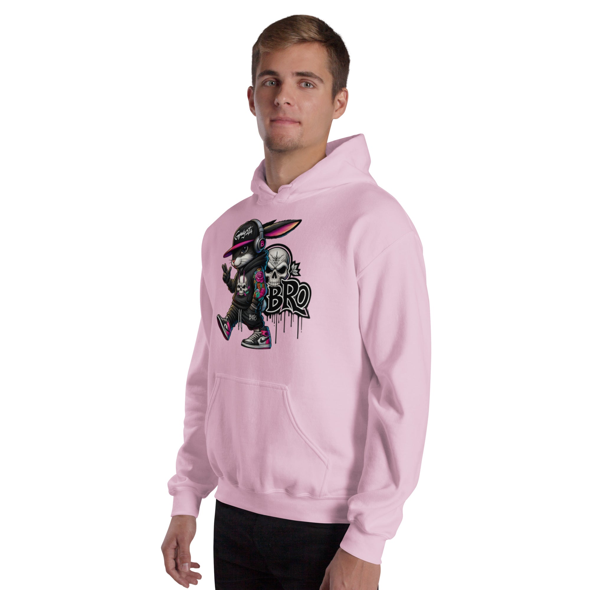 Foto di - Felpa Stampata Unisex – Morbida con Cappuccio e Tasca Frontale – Stile Streetwear – Gangstar Rabbit-DTG-Biiply