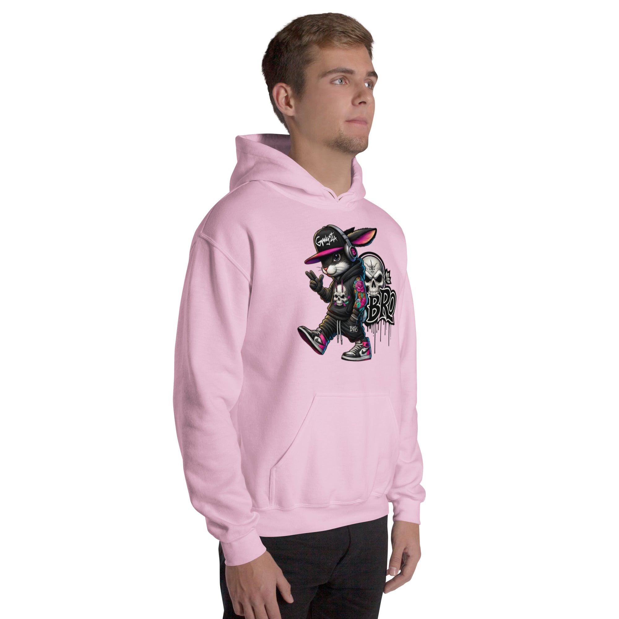 Foto di - Felpa Stampata Unisex – Morbida con Cappuccio e Tasca Frontale – Stile Streetwear – Gangstar Rabbit-DTG-Biiply