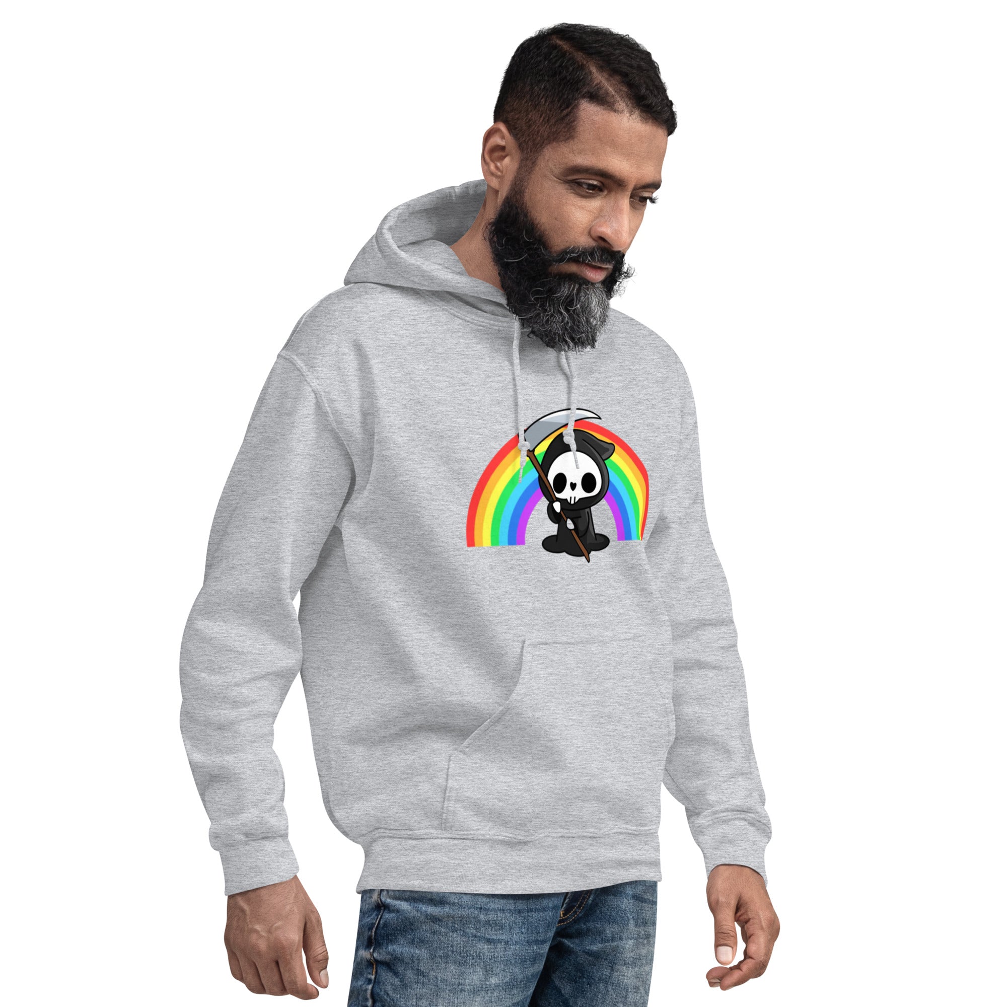 Foto di - Felpa Stampata Unisex – Morbida con Cappuccio e Tasca Frontale – Stile Streetwear - Skull Con Arcobaleno-DTG-Biiply