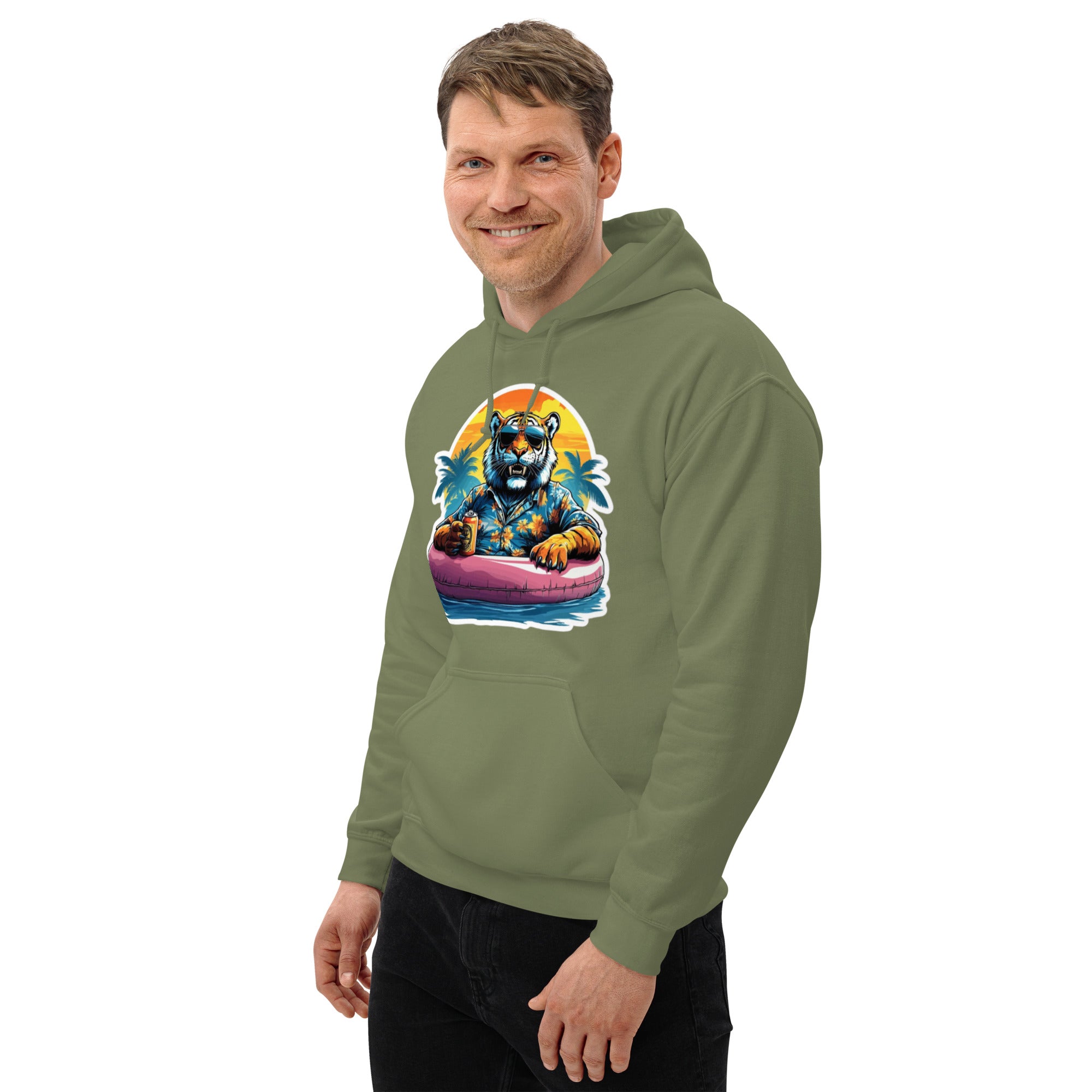 Foto di - Felpa Stampata Unisex – Morbida con Cappuccio e Tasca Frontale – Stile Streetwear – Tiger-Biiply