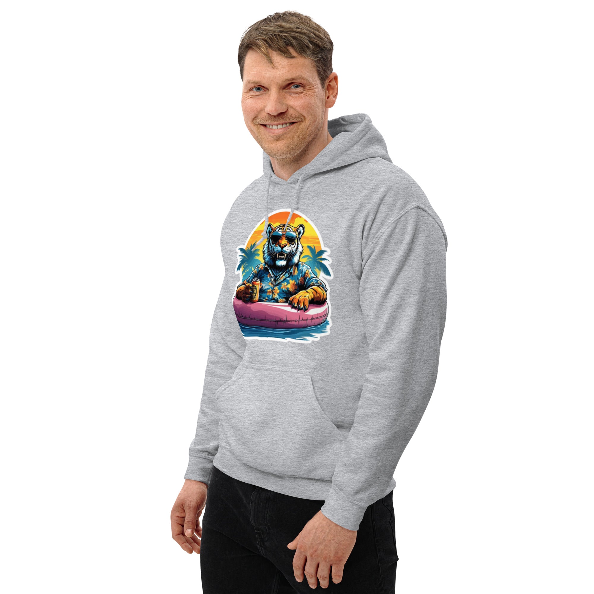 Foto di - Felpa Stampata Unisex – Morbida con Cappuccio e Tasca Frontale – Stile Streetwear – Tiger-Biiply