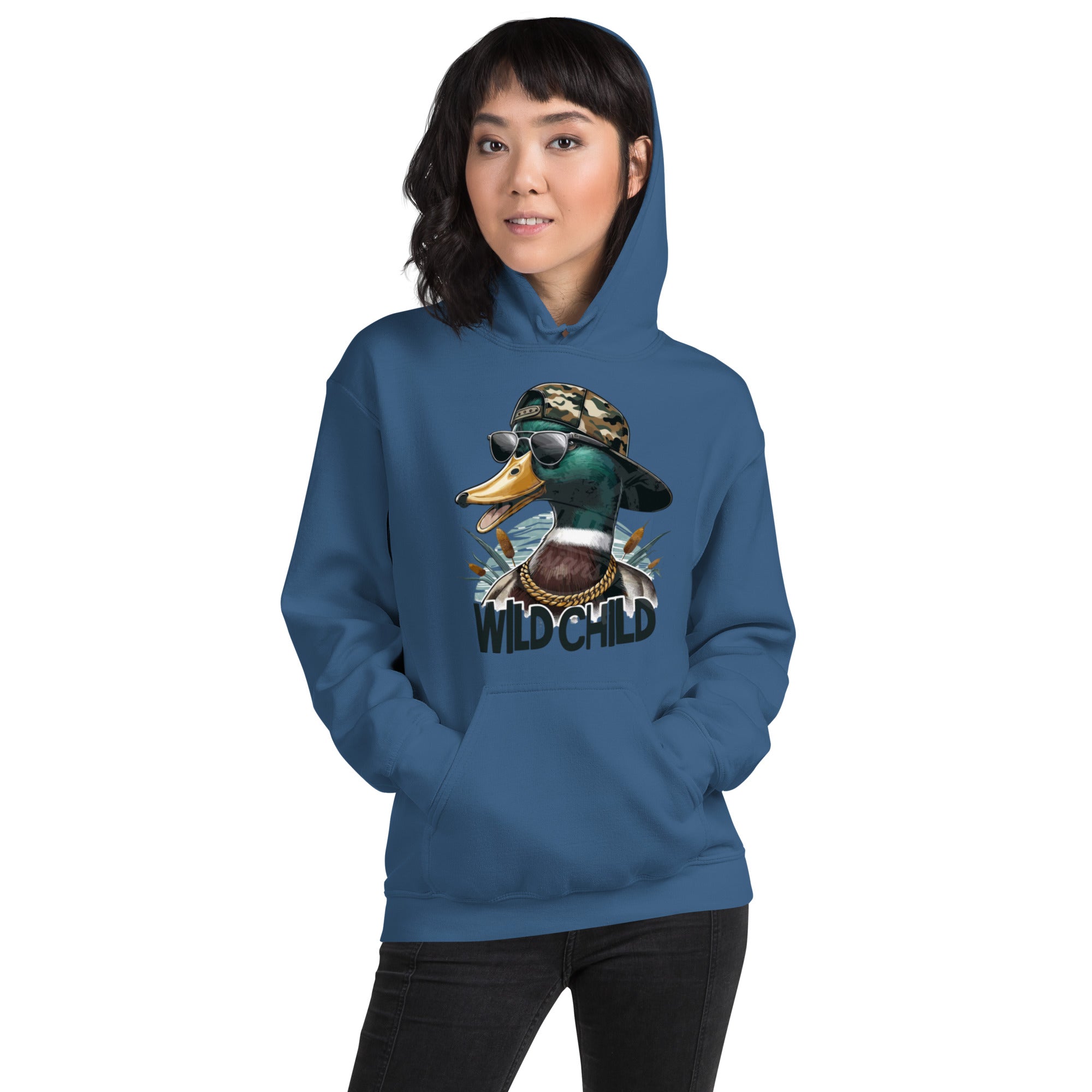 Foto di - Felpa Stampata Unisex – Morbida con Cappuccio e Tasca Frontale – Stile Streetwear – Wild Duck-DTG-Biiply