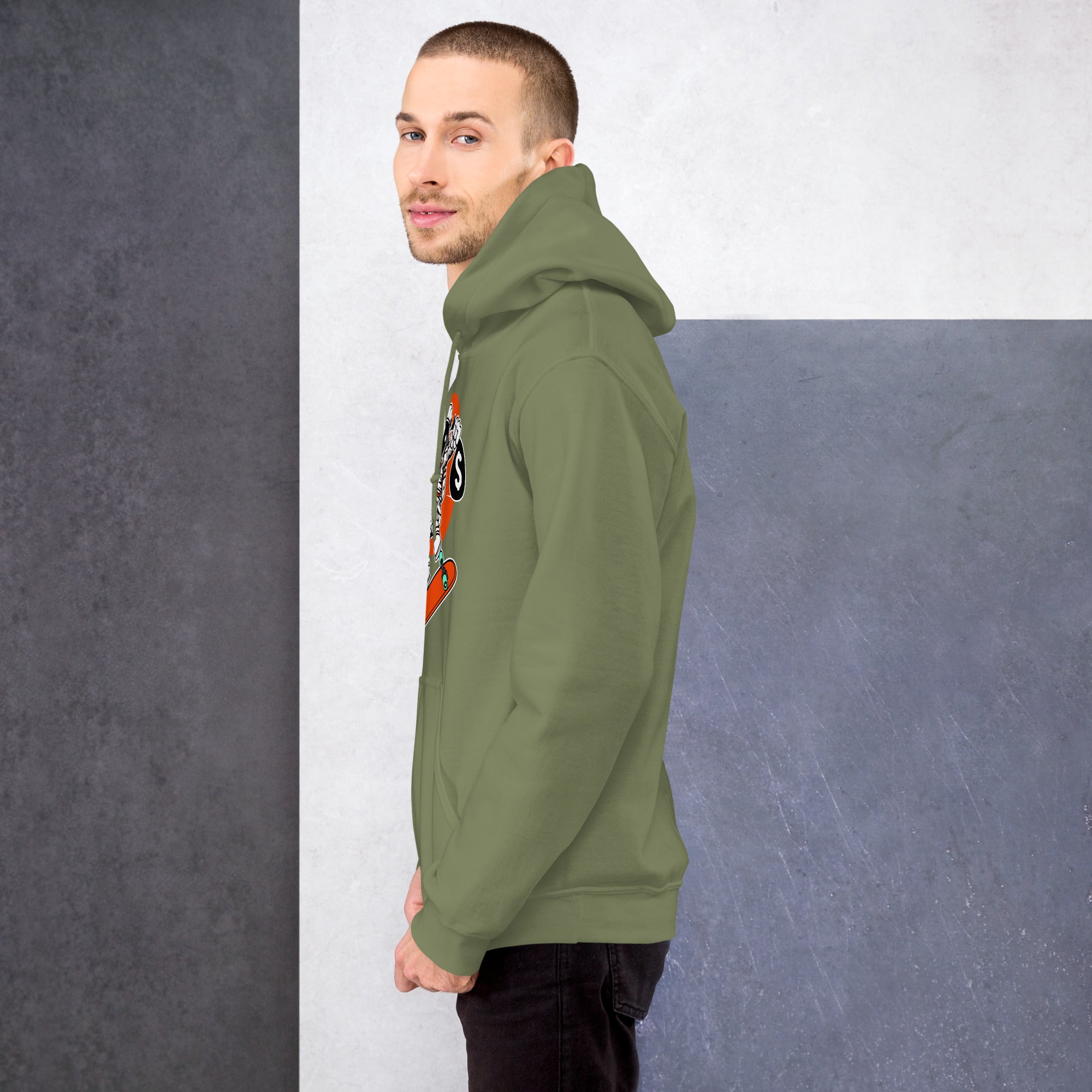 Foto di - Felpa stampata Unisex – Morbida con Cappuccio e Tasca Frontale – Stile Streetwear – Astro Skater-DTG-Biiply