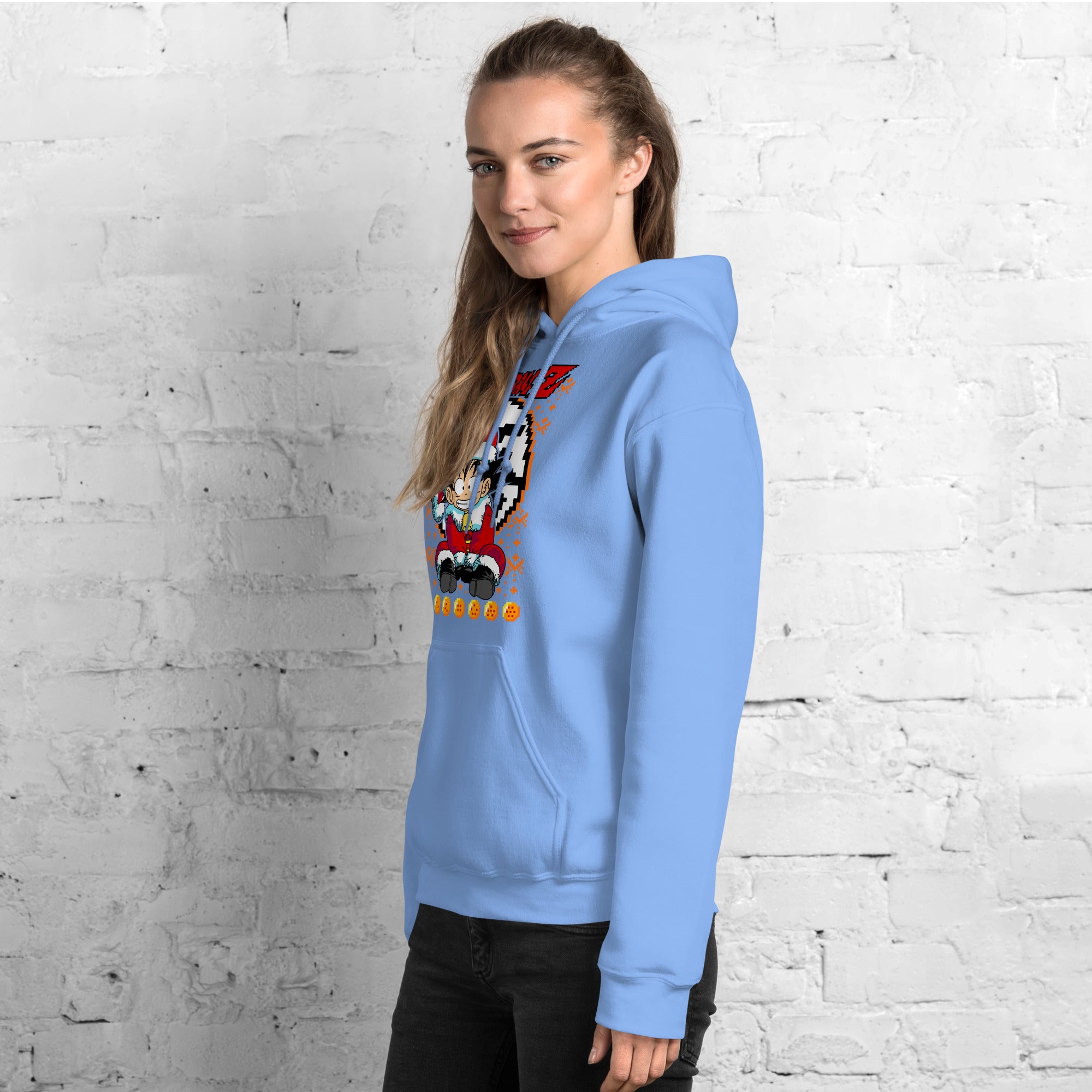 Foto di - Felpa stampata Unisex – Morbida con Cappuccio e Tasca Frontale – Stile Streetwear – Baby Goku Versione Natalizia-DTG-Biiply