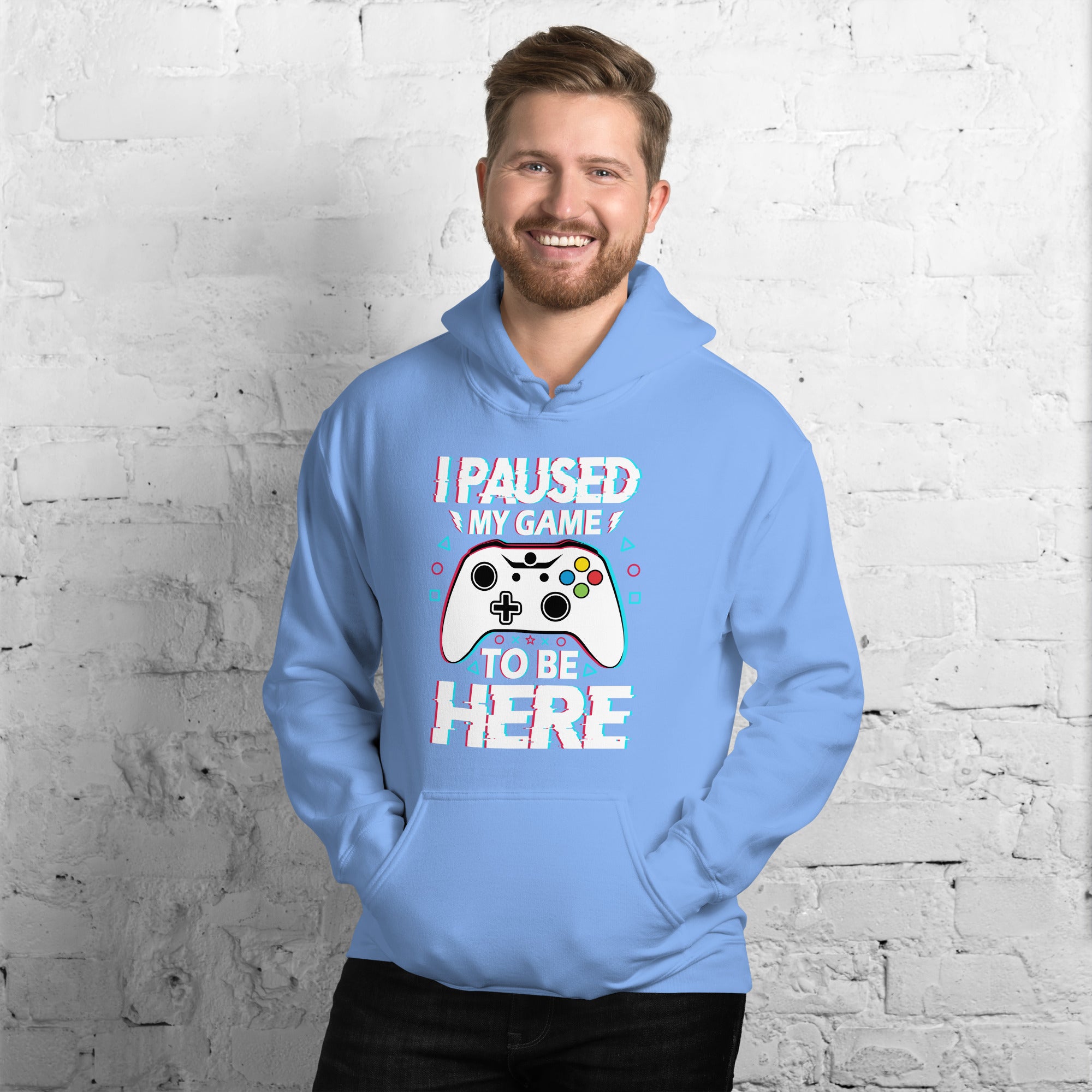 Foto di - Felpa stampata Unisex – Morbida con Cappuccio e Tasca Frontale – Stile Streetwear – I Paused My Game To Be Here-DTG-Biiply