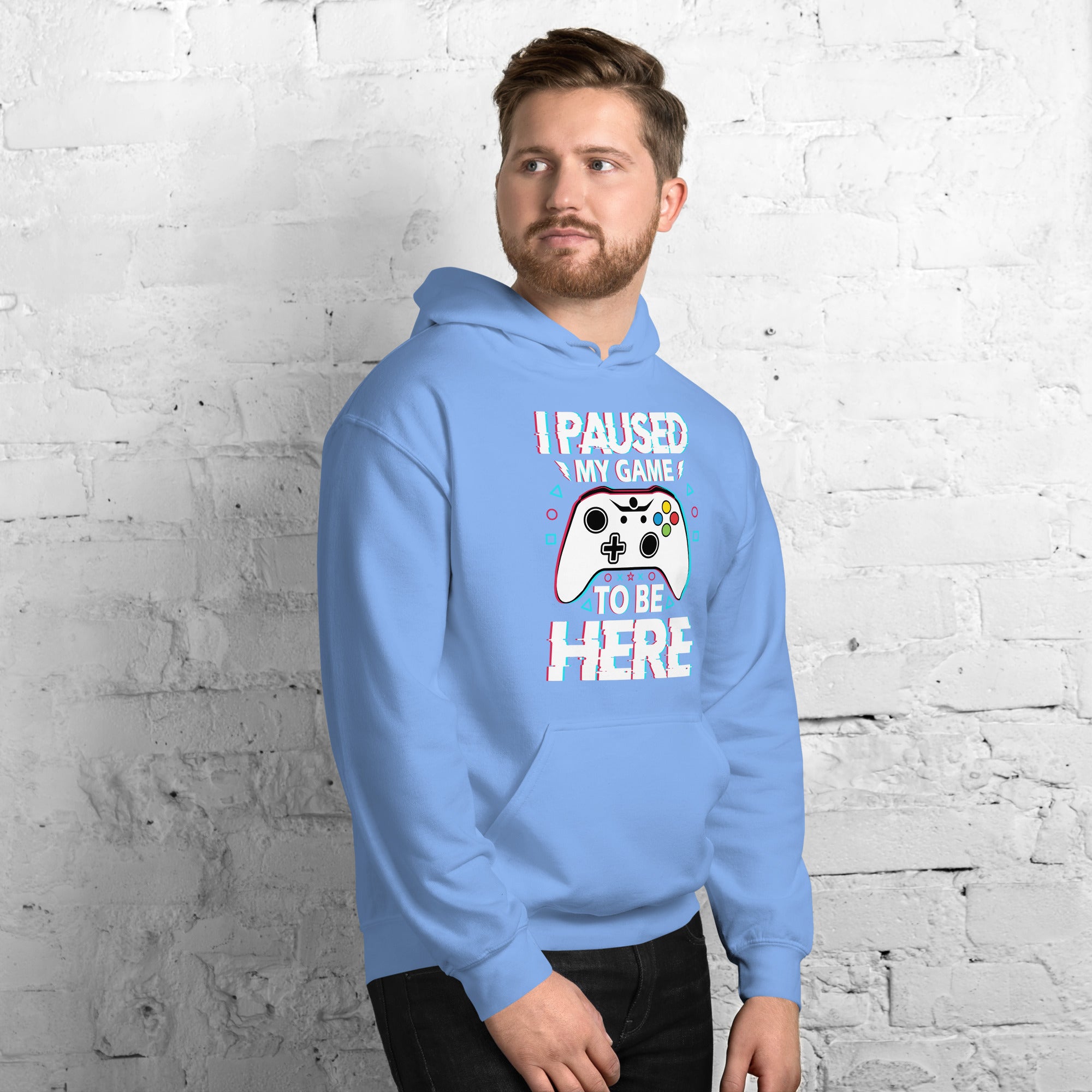 Foto di - Felpa stampata Unisex – Morbida con Cappuccio e Tasca Frontale – Stile Streetwear – I Paused My Game To Be Here-DTG-Biiply