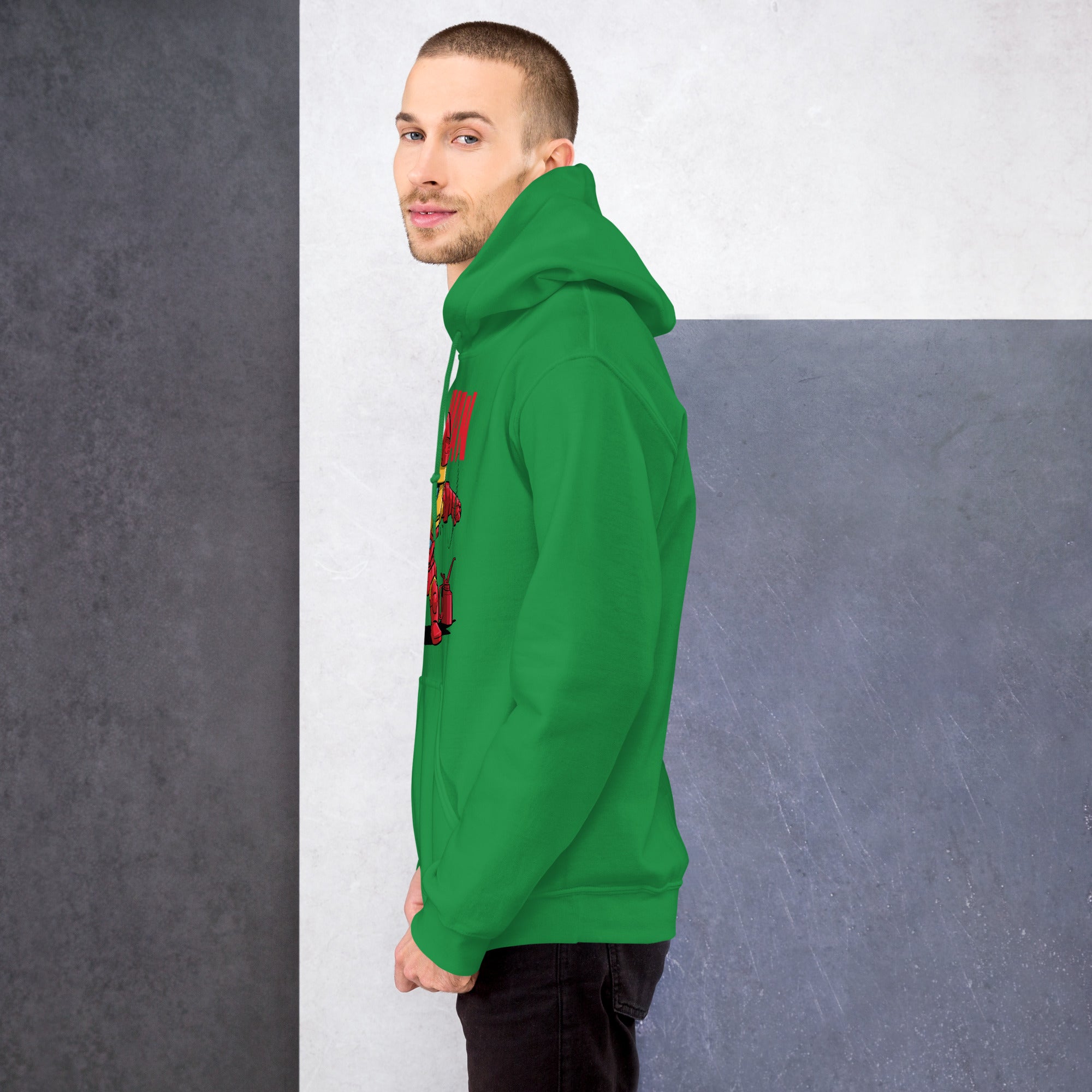 Foto di - Felpa stampata Unisex – Morbida con Cappuccio e Tasca Frontale – Stile Streetwear – Ironman-DTG-Biiply