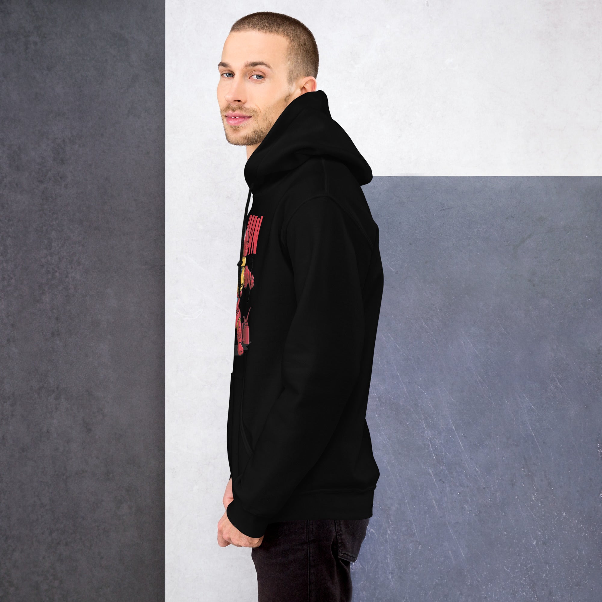 Foto di - Felpa stampata Unisex – Morbida con Cappuccio e Tasca Frontale – Stile Streetwear – Ironman-DTG-Biiply