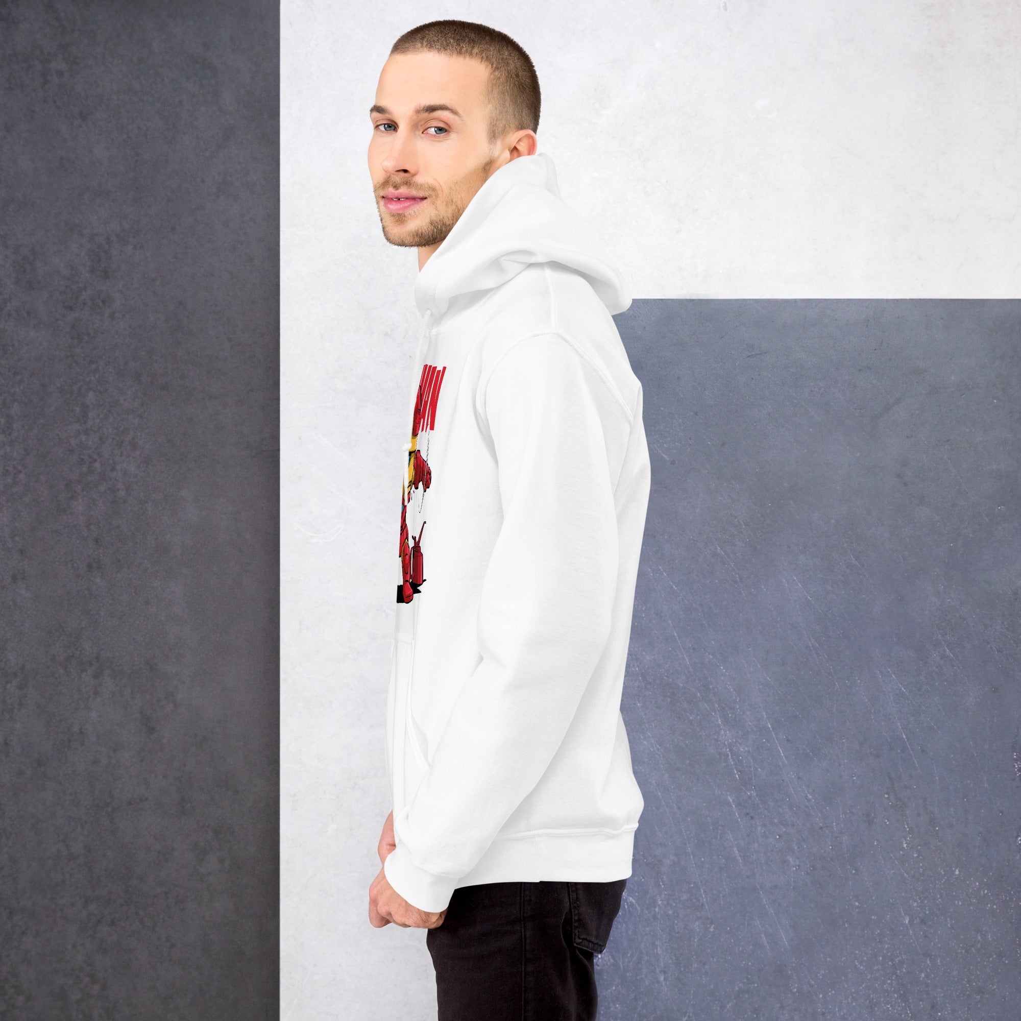 Foto di - Felpa stampata Unisex – Morbida con Cappuccio e Tasca Frontale – Stile Streetwear – Ironman-DTG-Biiply