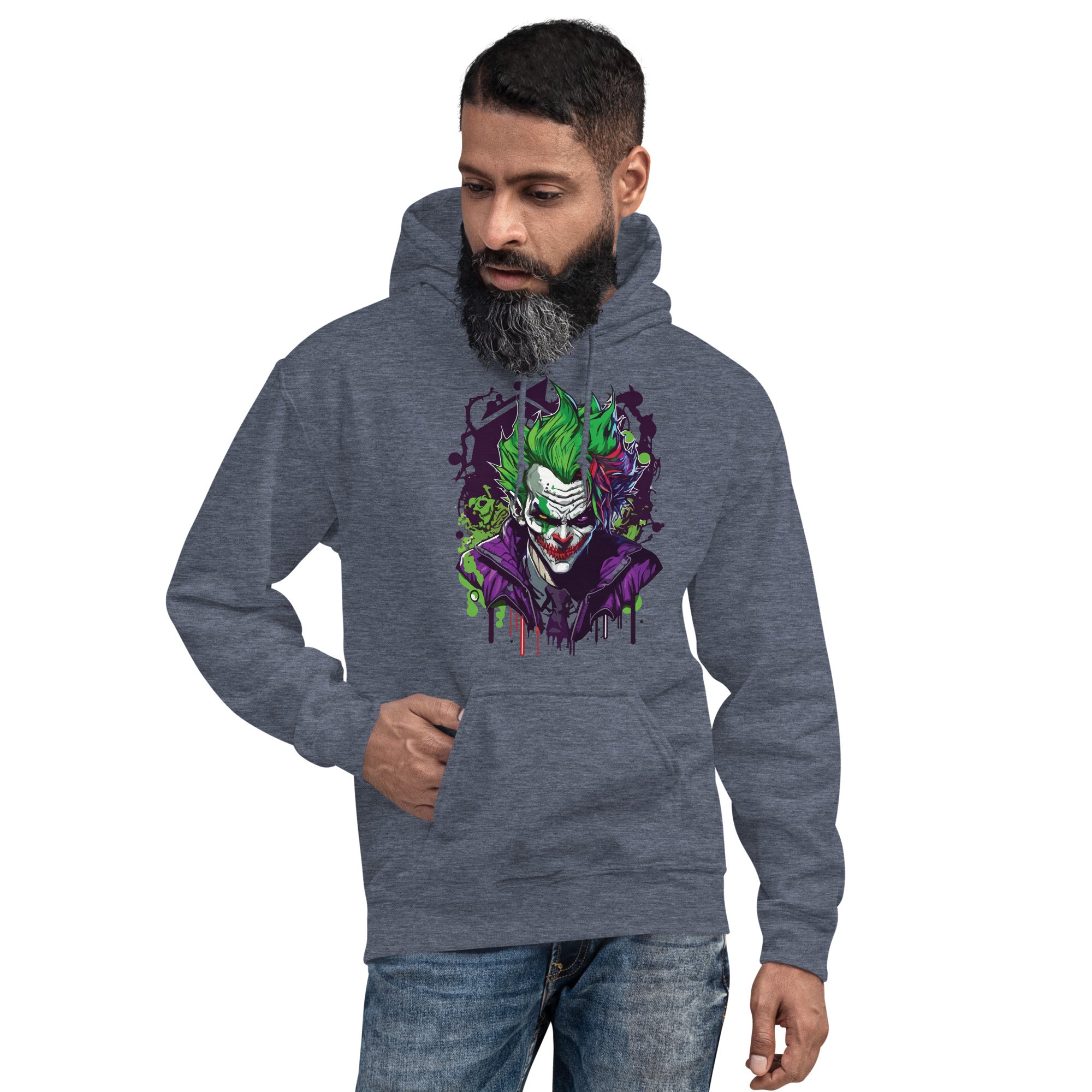 Foto di - Felpa stampata Unisex – Morbida con Cappuccio e Tasca Frontale – Stile Streetwear – Joker-DTG-Biiply
