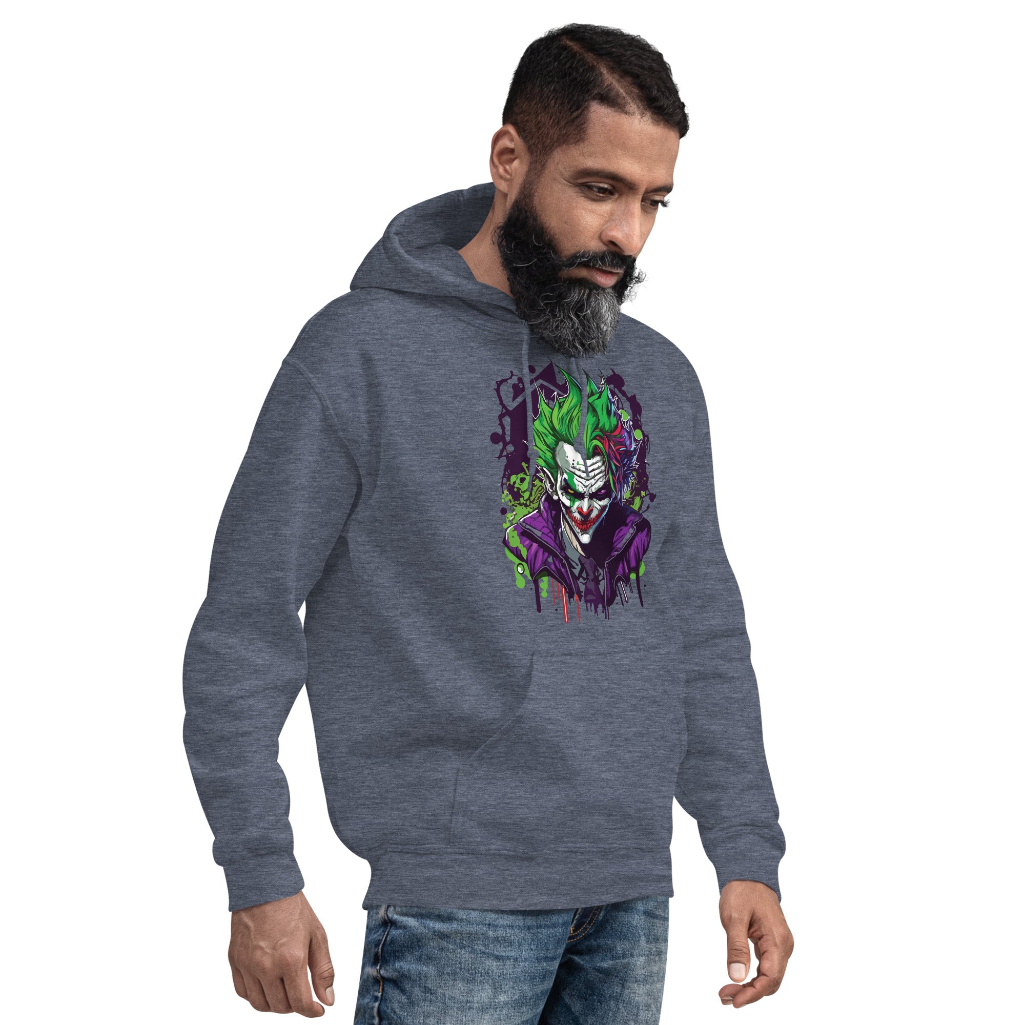 Foto di - Felpa stampata Unisex – Morbida con Cappuccio e Tasca Frontale – Stile Streetwear – Joker-DTG-Biiply