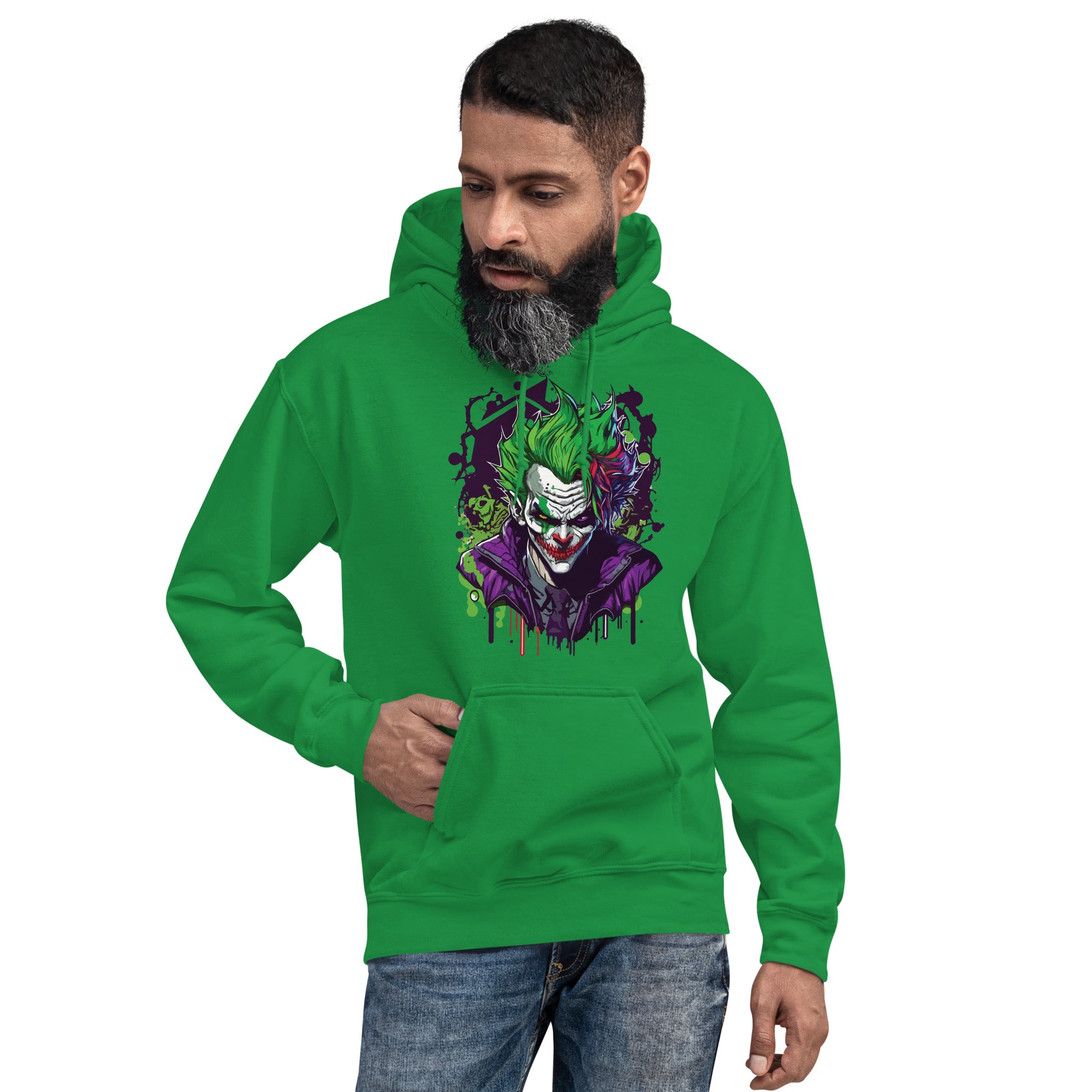 Foto di - Felpa stampata Unisex – Morbida con Cappuccio e Tasca Frontale – Stile Streetwear – Joker-DTG-Biiply