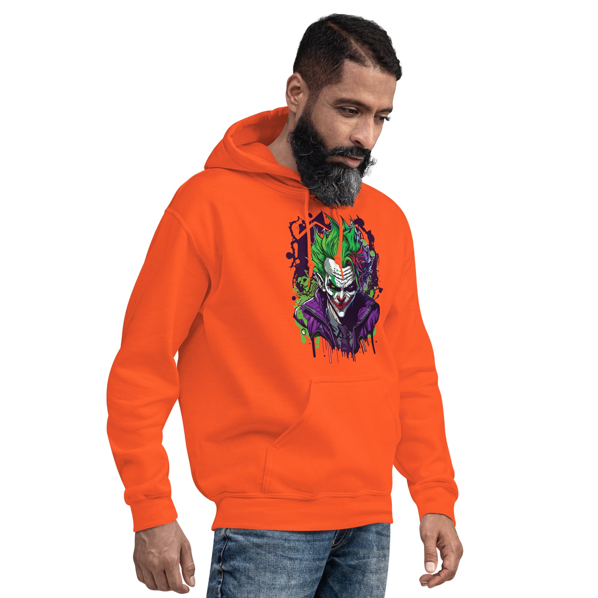 Foto di - Felpa stampata Unisex – Morbida con Cappuccio e Tasca Frontale – Stile Streetwear – Joker-DTG-Biiply