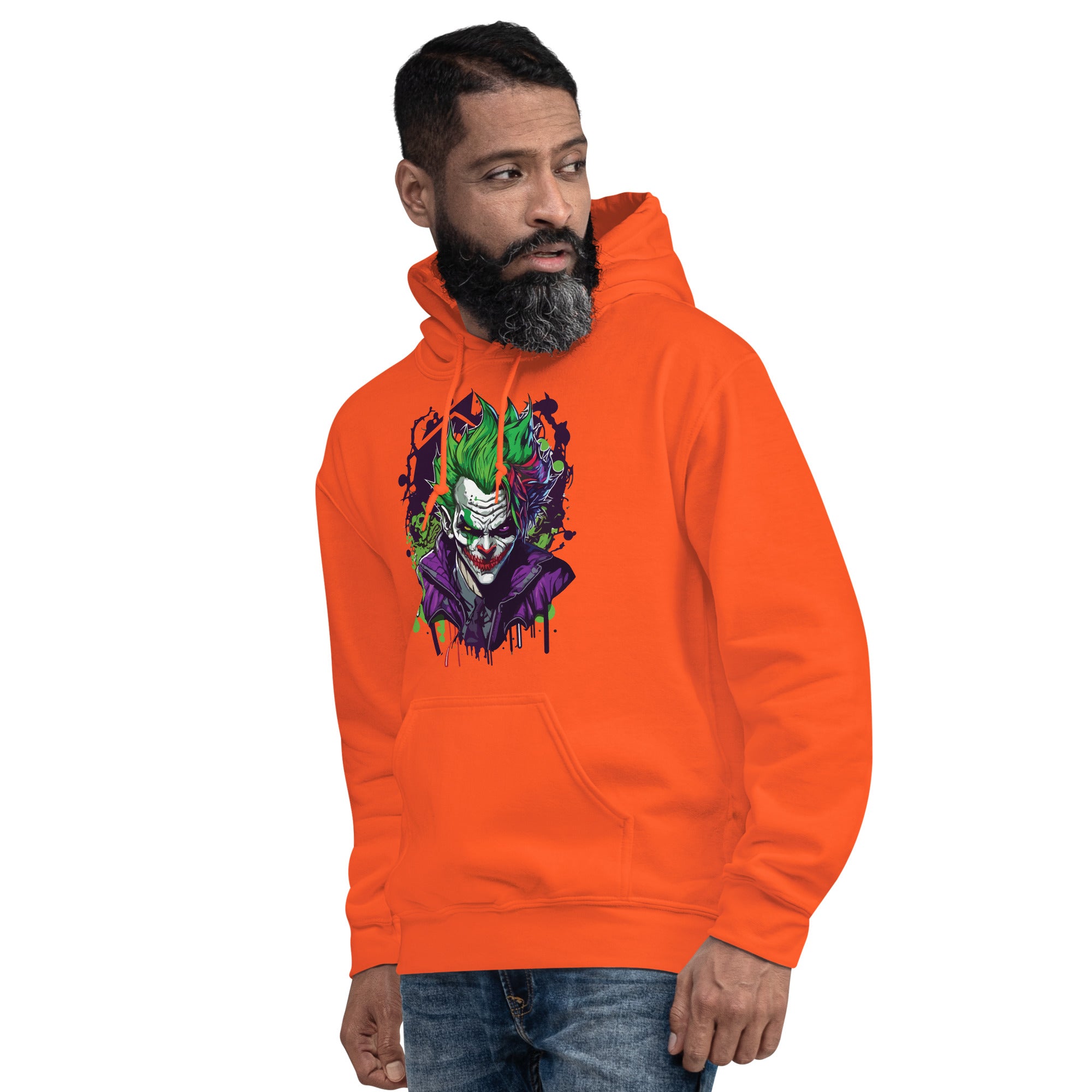 Foto di - Felpa stampata Unisex – Morbida con Cappuccio e Tasca Frontale – Stile Streetwear – Joker-DTG-Biiply