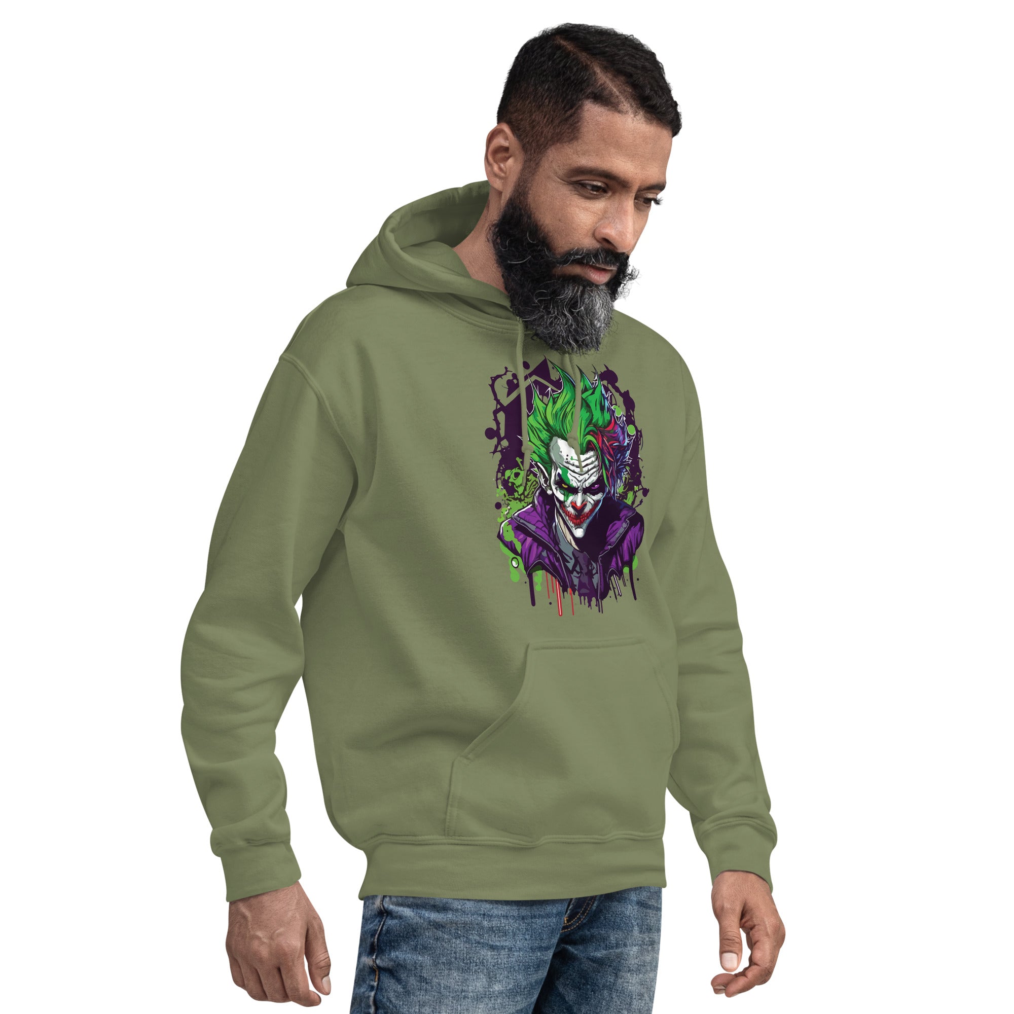 Foto di - Felpa stampata Unisex – Morbida con Cappuccio e Tasca Frontale – Stile Streetwear – Joker-DTG-Biiply
