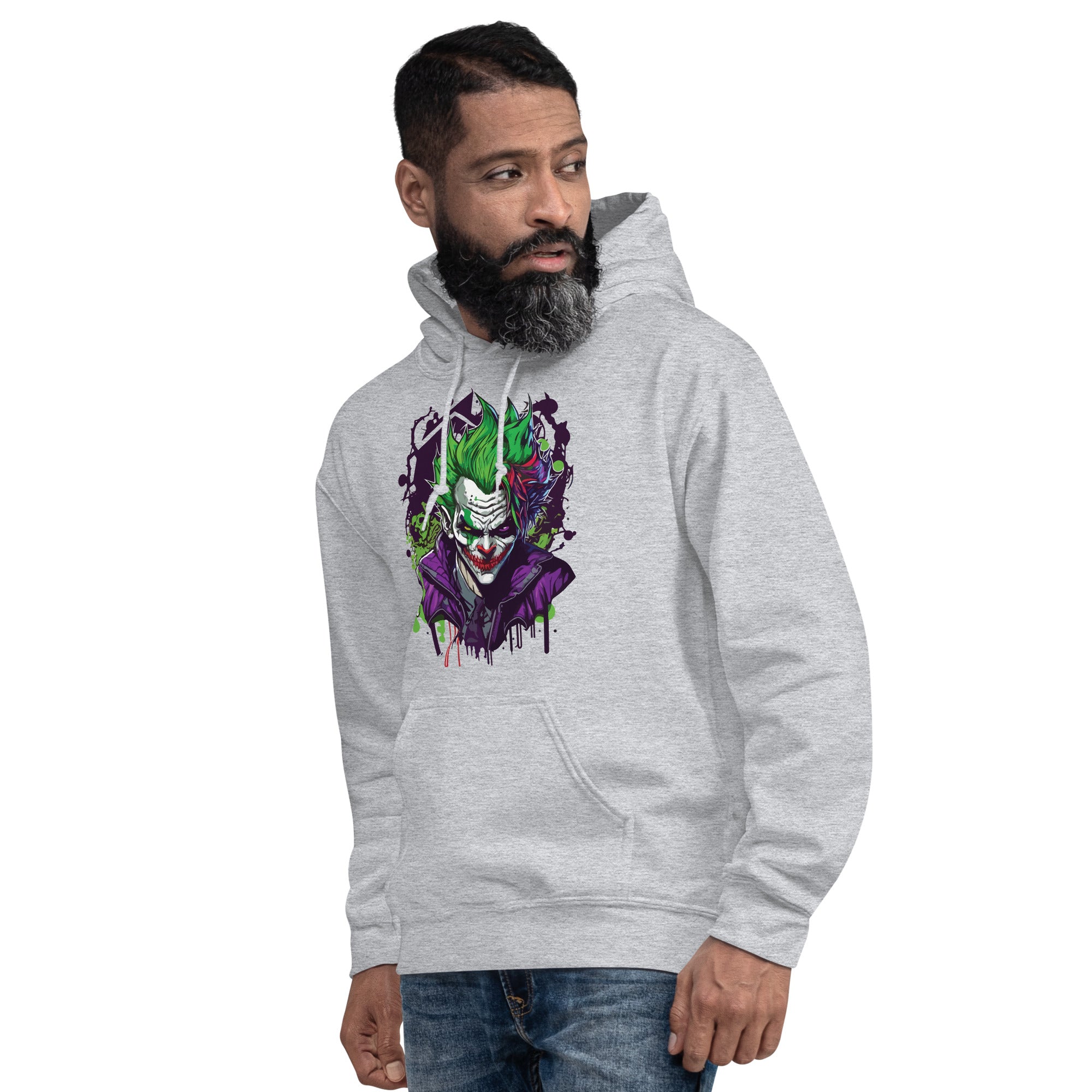 Foto di - Felpa stampata Unisex – Morbida con Cappuccio e Tasca Frontale – Stile Streetwear – Joker-DTG-Biiply