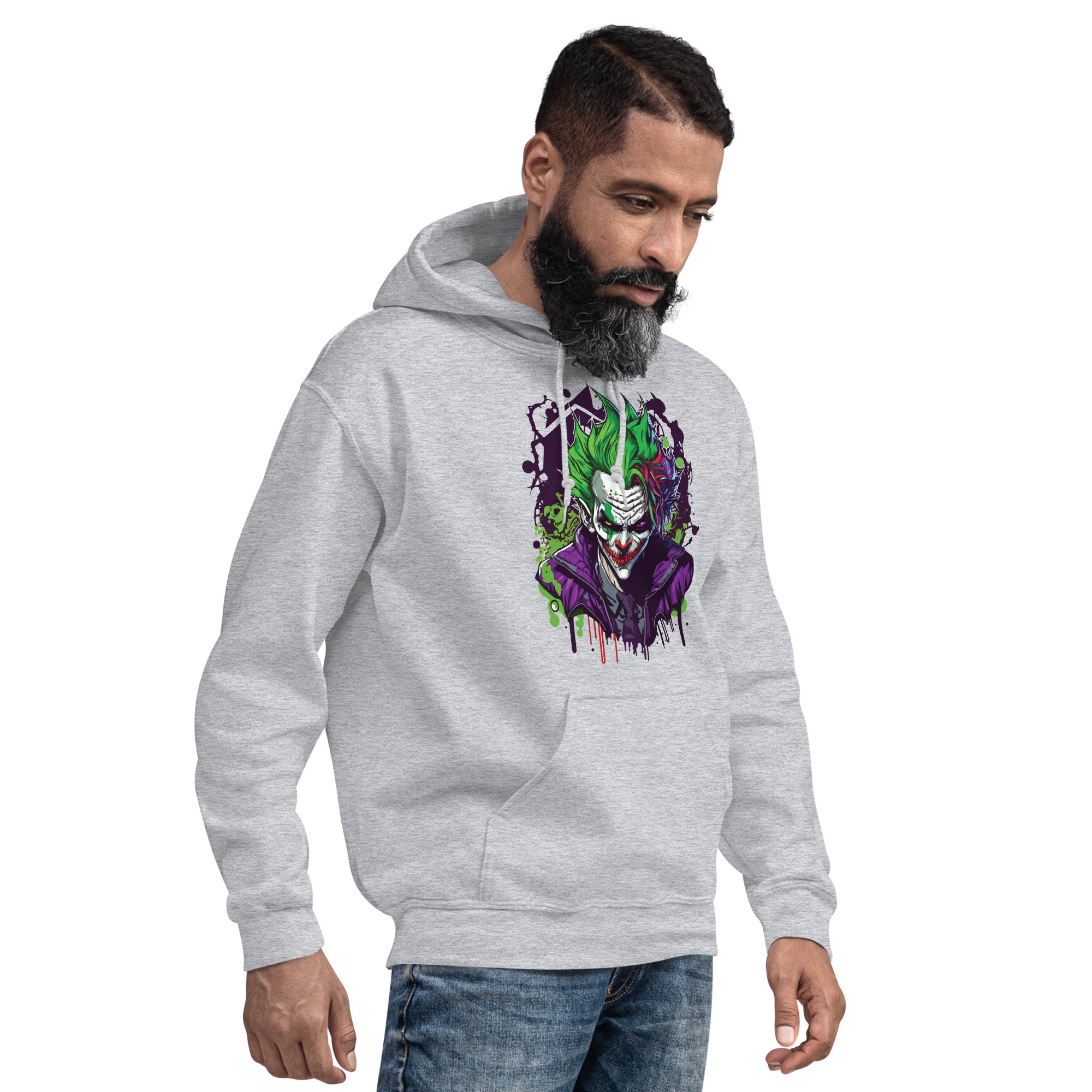Foto di - Felpa stampata Unisex – Morbida con Cappuccio e Tasca Frontale – Stile Streetwear – Joker-DTG-Biiply