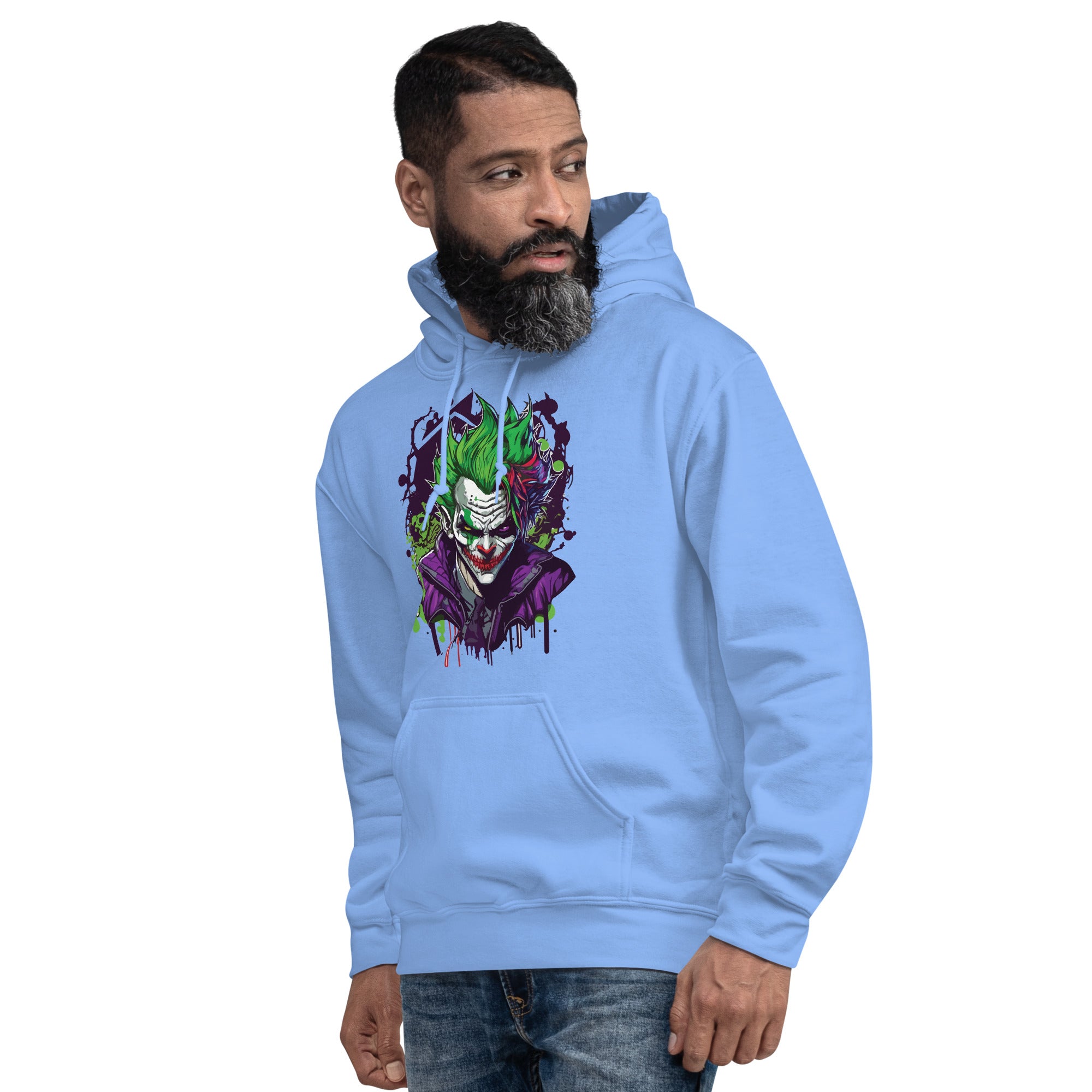 Foto di - Felpa stampata Unisex – Morbida con Cappuccio e Tasca Frontale – Stile Streetwear – Joker-DTG-Biiply