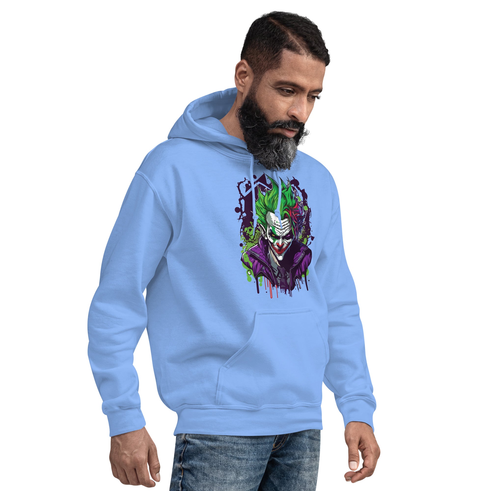Foto di - Felpa stampata Unisex – Morbida con Cappuccio e Tasca Frontale – Stile Streetwear – Joker-DTG-Biiply