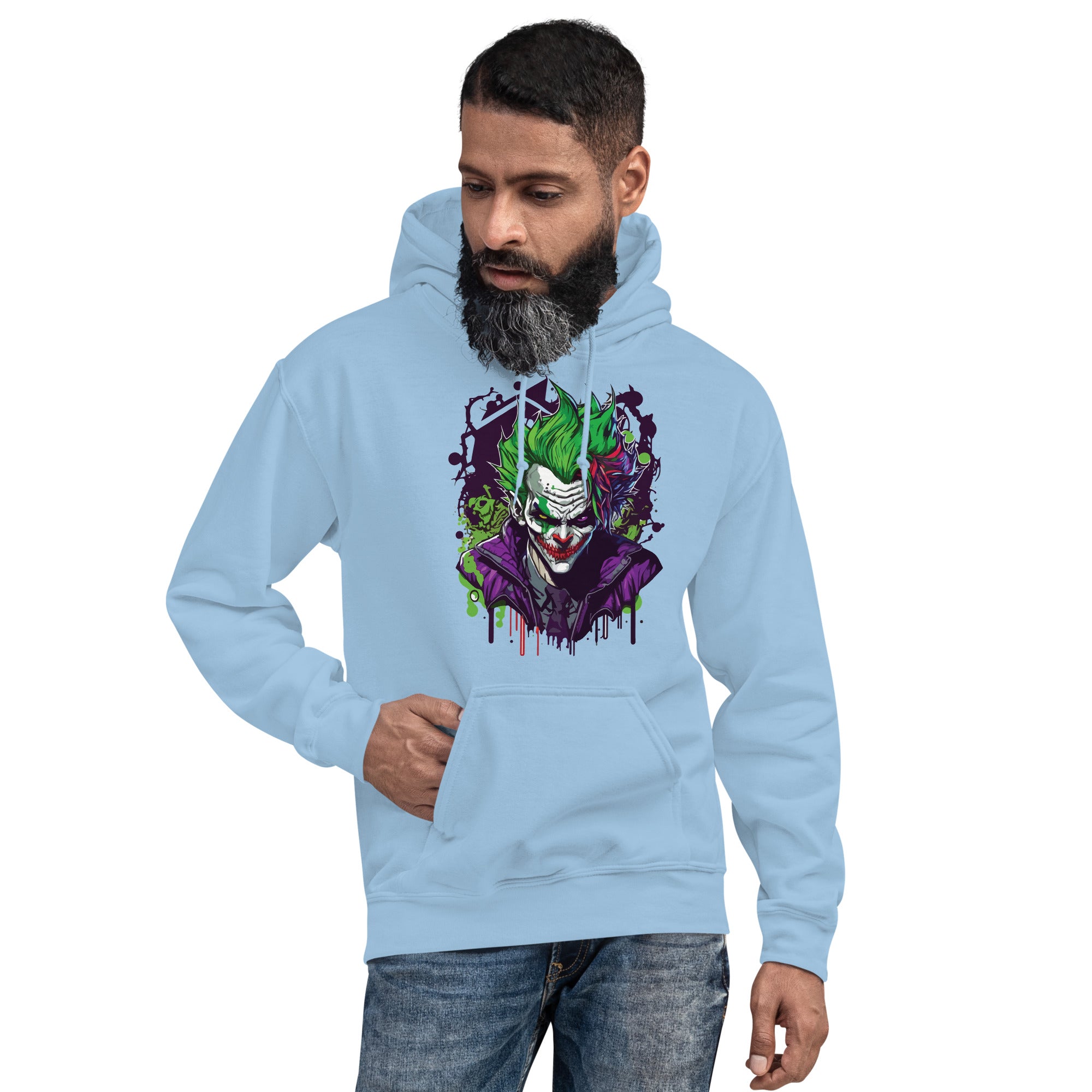 Foto di - Felpa stampata Unisex – Morbida con Cappuccio e Tasca Frontale – Stile Streetwear – Joker-DTG-Biiply