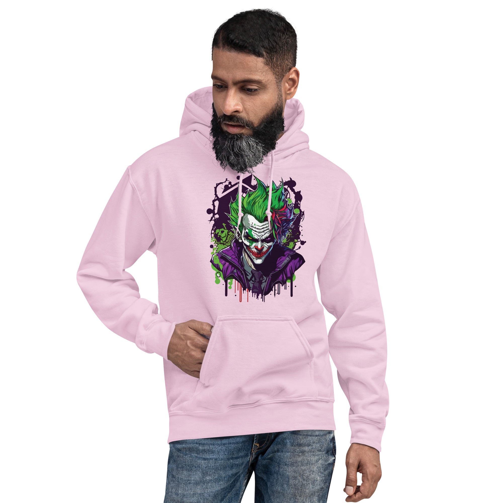 Foto di - Felpa stampata Unisex – Morbida con Cappuccio e Tasca Frontale – Stile Streetwear – Joker-DTG-Biiply