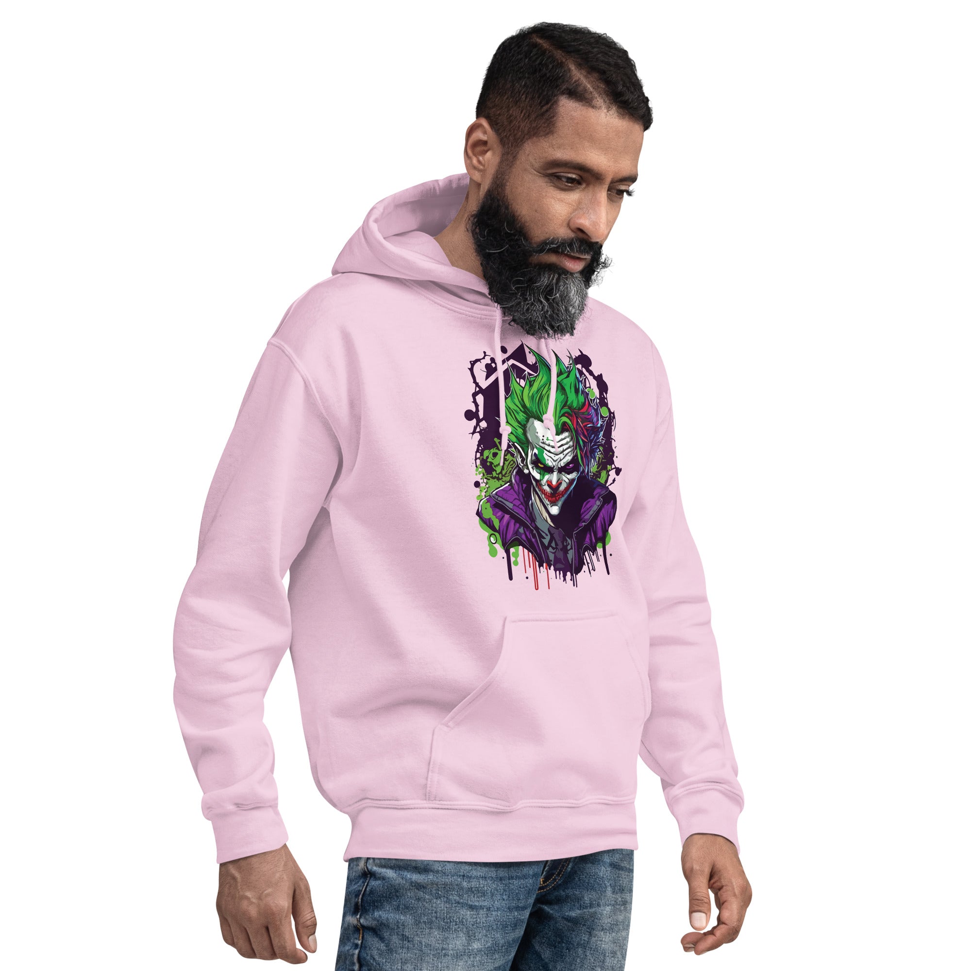 Foto di - Felpa stampata Unisex – Morbida con Cappuccio e Tasca Frontale – Stile Streetwear – Joker-DTG-Biiply