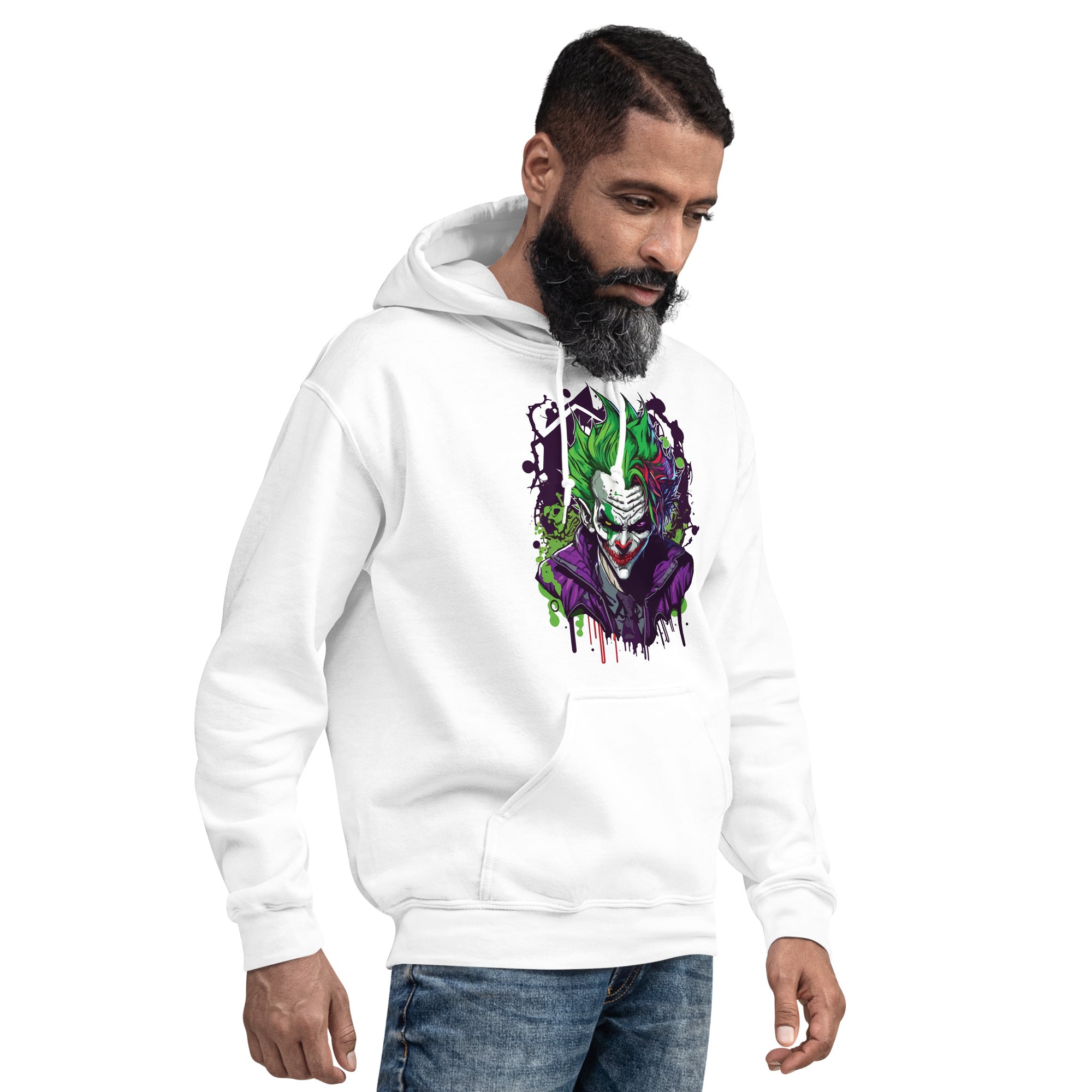 Foto di - Felpa stampata Unisex – Morbida con Cappuccio e Tasca Frontale – Stile Streetwear – Joker-DTG-Biiply