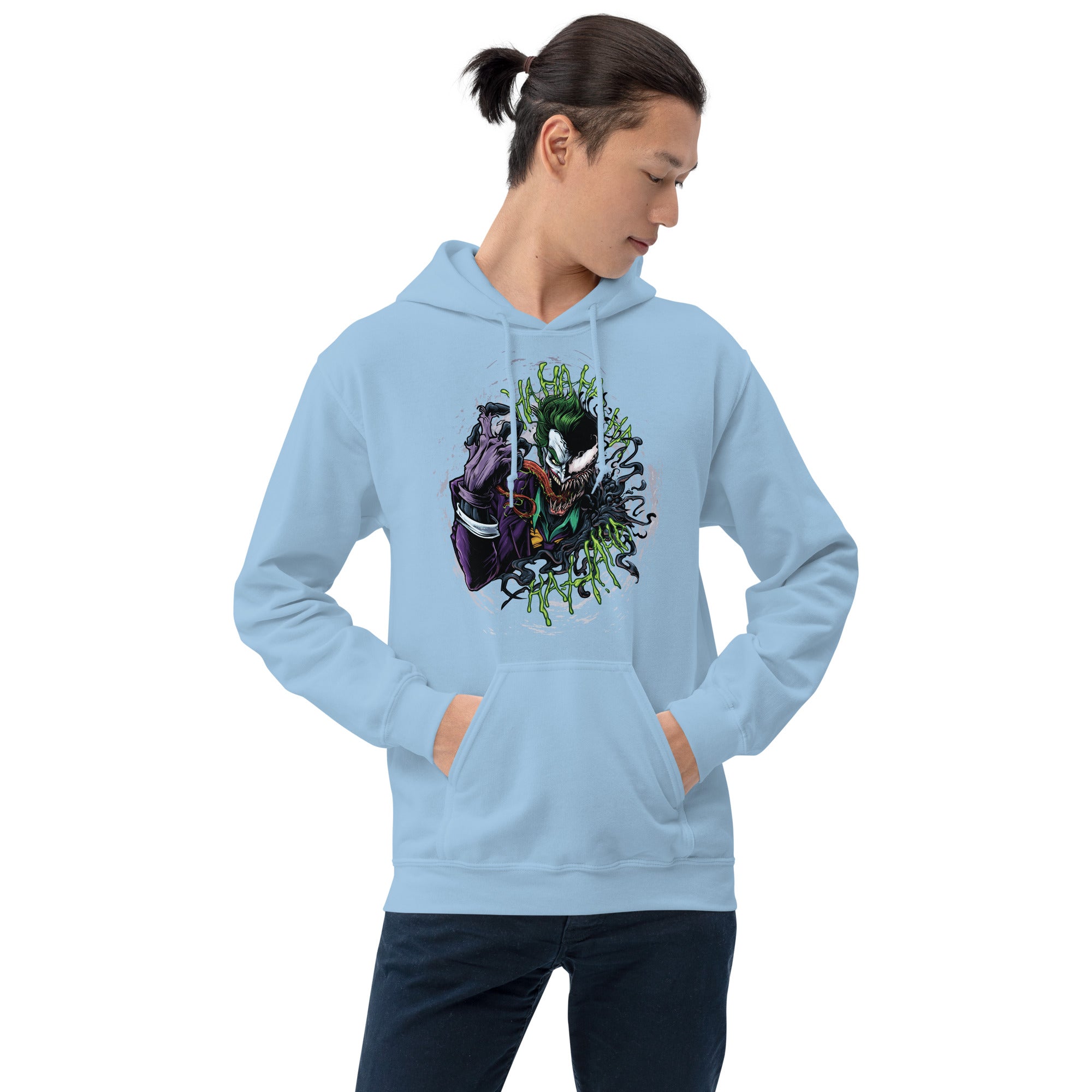 Foto di - Felpa stampata Unisex – Morbida con Cappuccio e Tasca Frontale – Stile Streetwear – Joker e Venom-DTG-Biiply