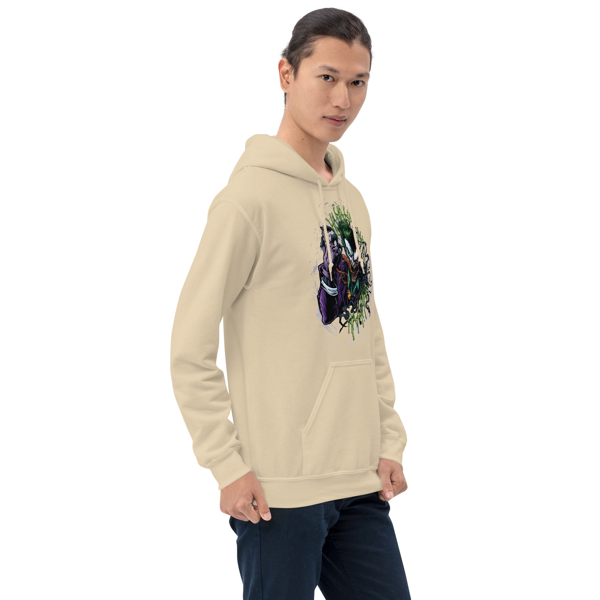 Foto di - Felpa stampata Unisex – Morbida con Cappuccio e Tasca Frontale – Stile Streetwear – Joker e Venom-DTG-Biiply