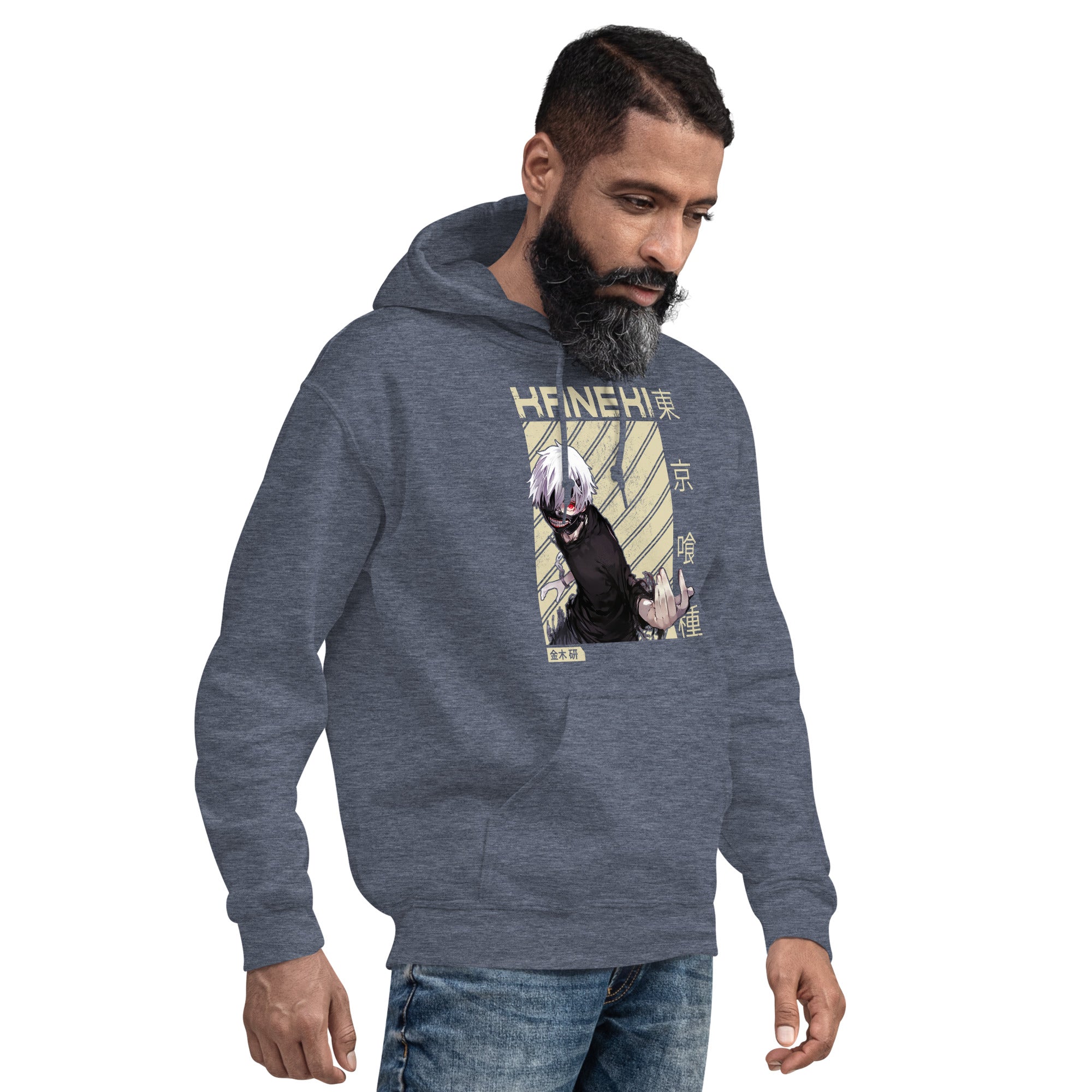 Foto di - Felpa stampata Unisex – Morbida con Cappuccio e Tasca Frontale – Stile Streetwear – Ken Kaneki-DTG-Biiply