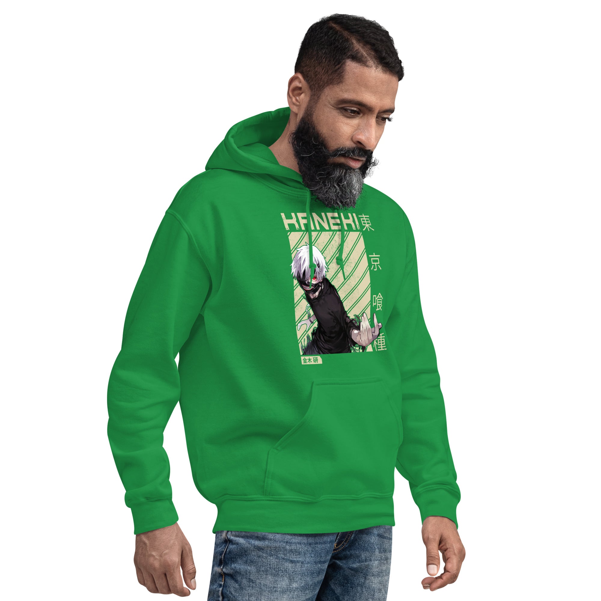 Foto di - Felpa stampata Unisex – Morbida con Cappuccio e Tasca Frontale – Stile Streetwear – Ken Kaneki-DTG-Biiply