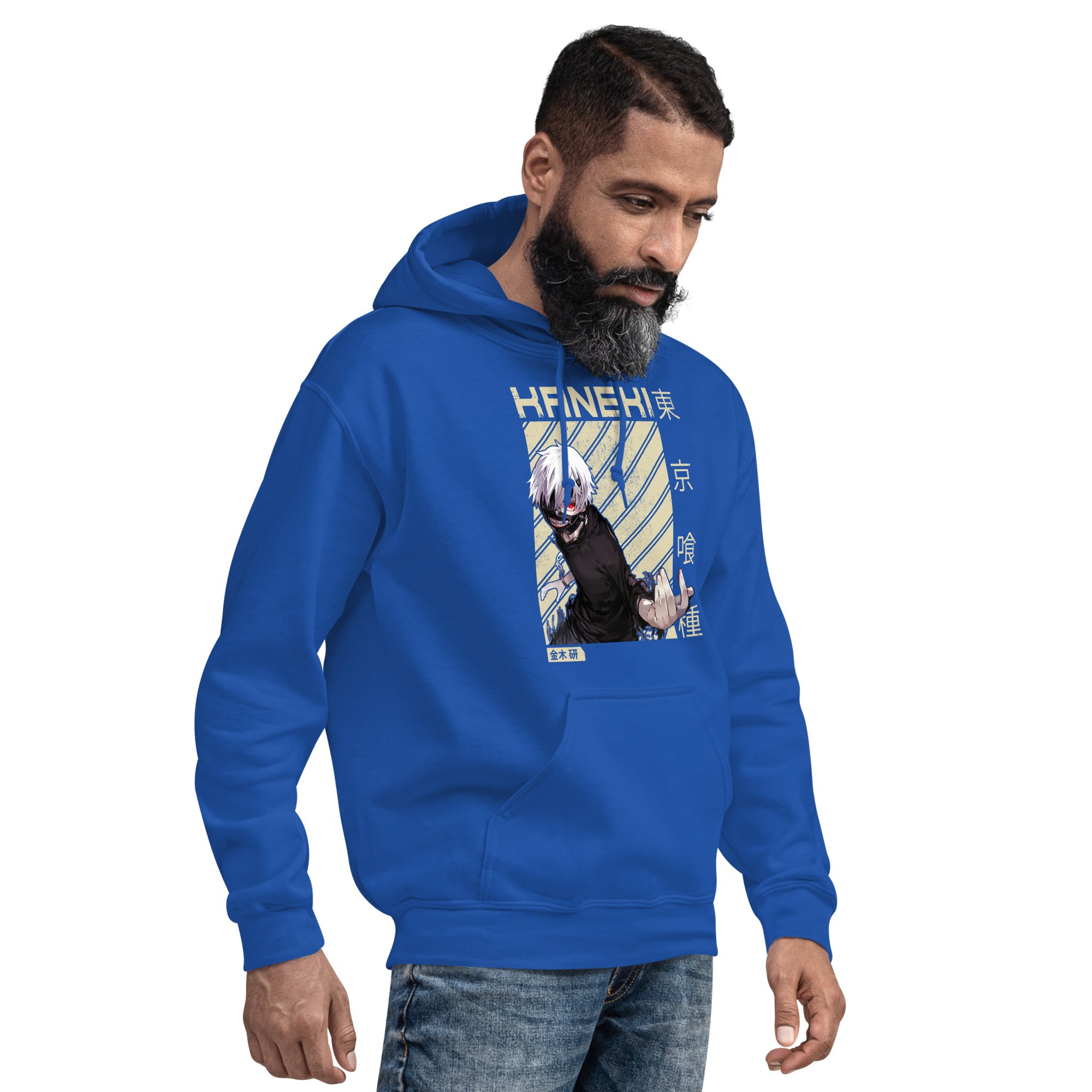 Foto di - Felpa stampata Unisex – Morbida con Cappuccio e Tasca Frontale – Stile Streetwear – Ken Kaneki-DTG-Biiply