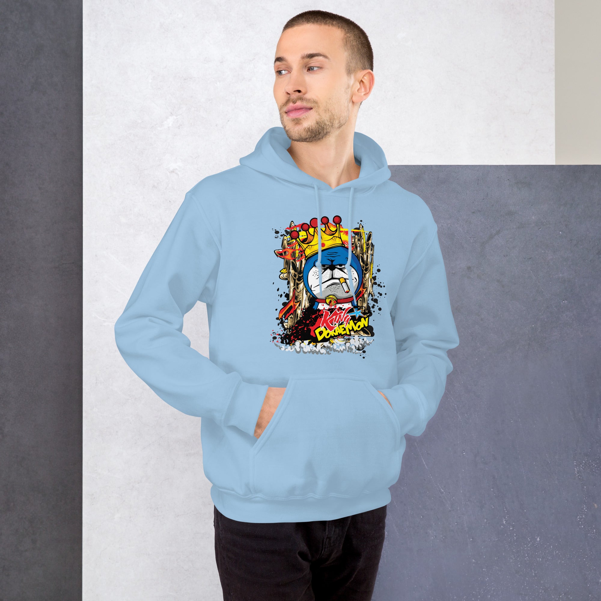 Foto di - Felpa stampata Unisex – Morbida con Cappuccio e Tasca Frontale – Stile Streetwear – King Doraemon-DTG-Biiply