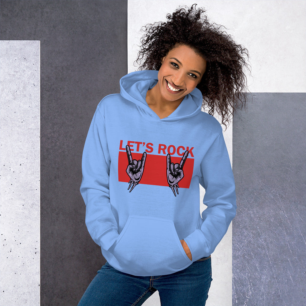 Foto di - Felpa stampata Unisex – Morbida con Cappuccio e Tasca Frontale – Stile Streetwear – Let's Rock-DTG-Biiply