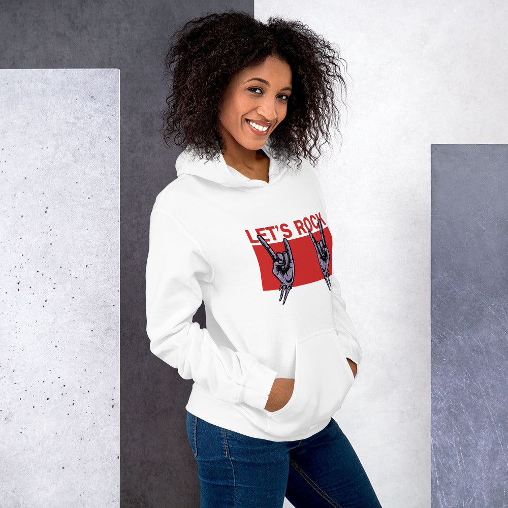 Foto di - Felpa stampata Unisex – Morbida con Cappuccio e Tasca Frontale – Stile Streetwear – Let's Rock-DTG-Biiply