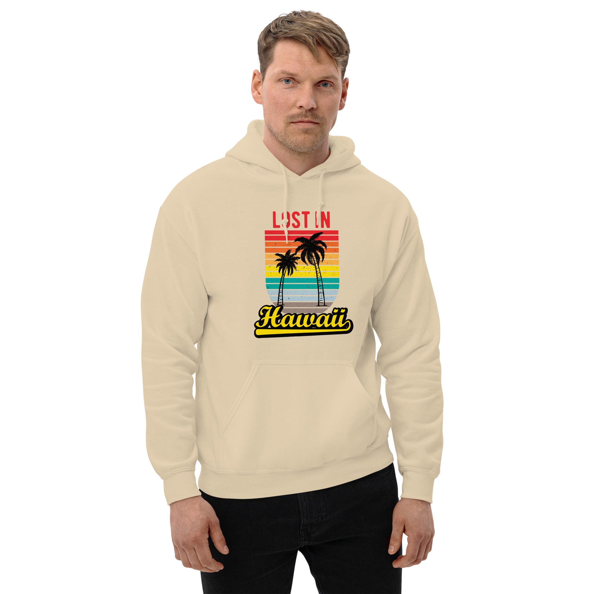 Foto di - Felpa stampata Unisex – Morbida con Cappuccio e Tasca Frontale – Stile Streetwear – Lost in Hawaii-DTG-Biiply