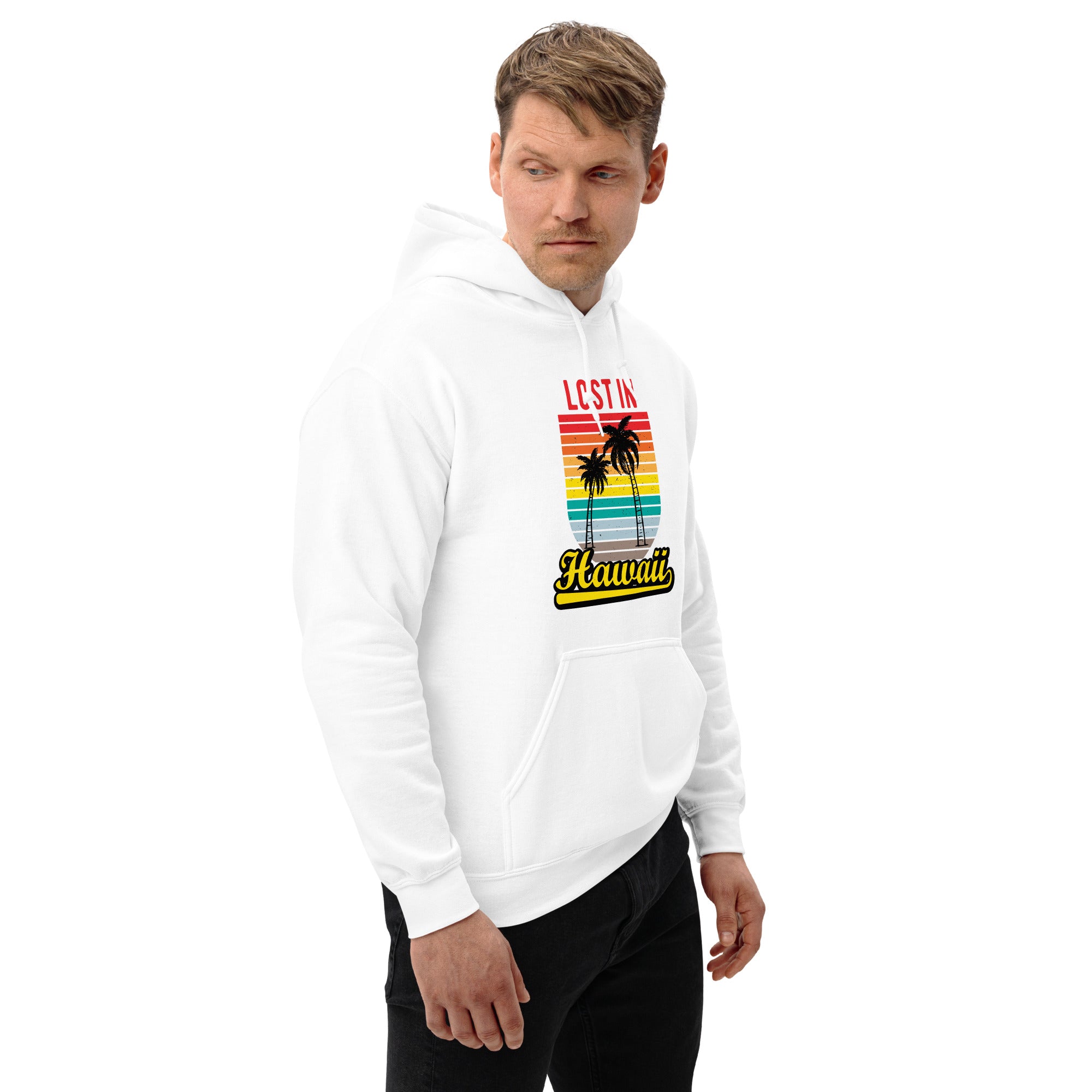 Foto di - Felpa stampata Unisex – Morbida con Cappuccio e Tasca Frontale – Stile Streetwear – Lost in Hawaii-DTG-Biiply