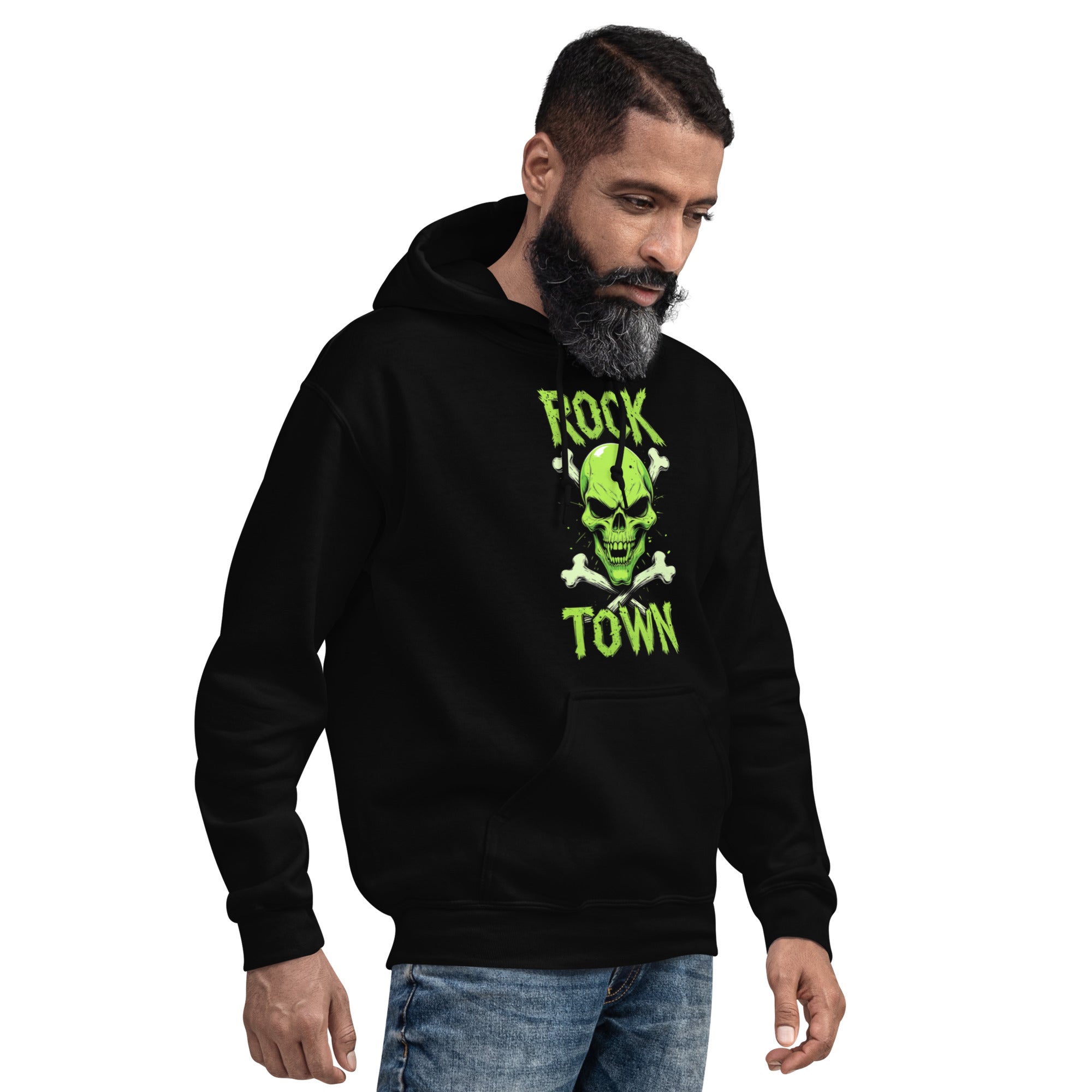 Foto di - Felpa stampata Unisex – Morbida con Cappuccio e Tasca Frontale – Stile Streetwear – Rock Town-DTG-Biiply