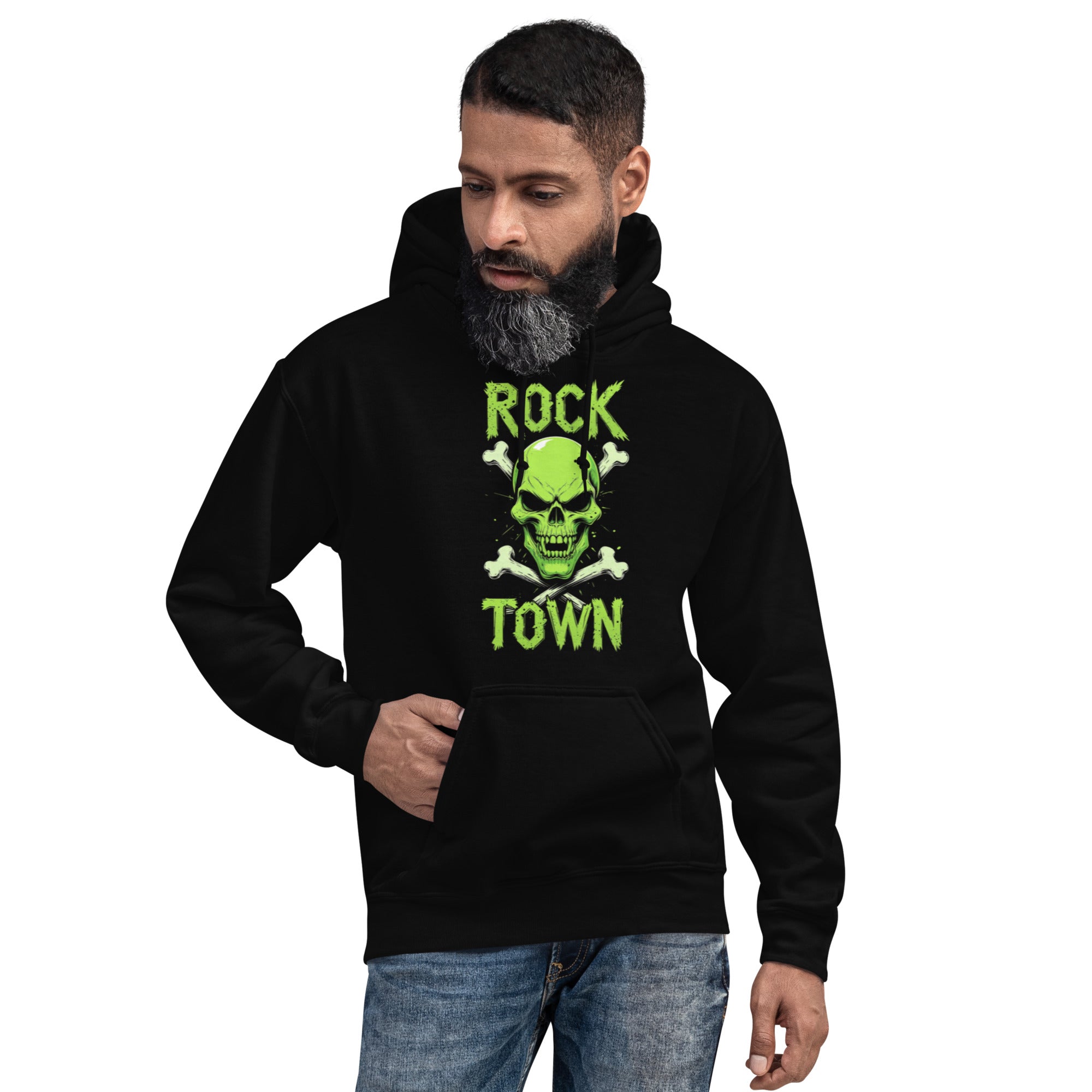 Foto di - Felpa stampata Unisex – Morbida con Cappuccio e Tasca Frontale – Stile Streetwear – Rock Town-DTG-Biiply