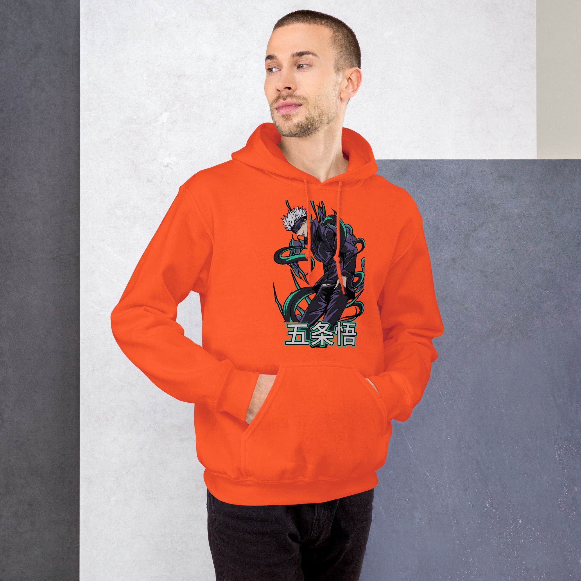 Foto di - Felpa stampata Unisex – Morbida con Cappuccio e Tasca Frontale – Stile Streetwear – Satoru Gojo-DTG-Biiply