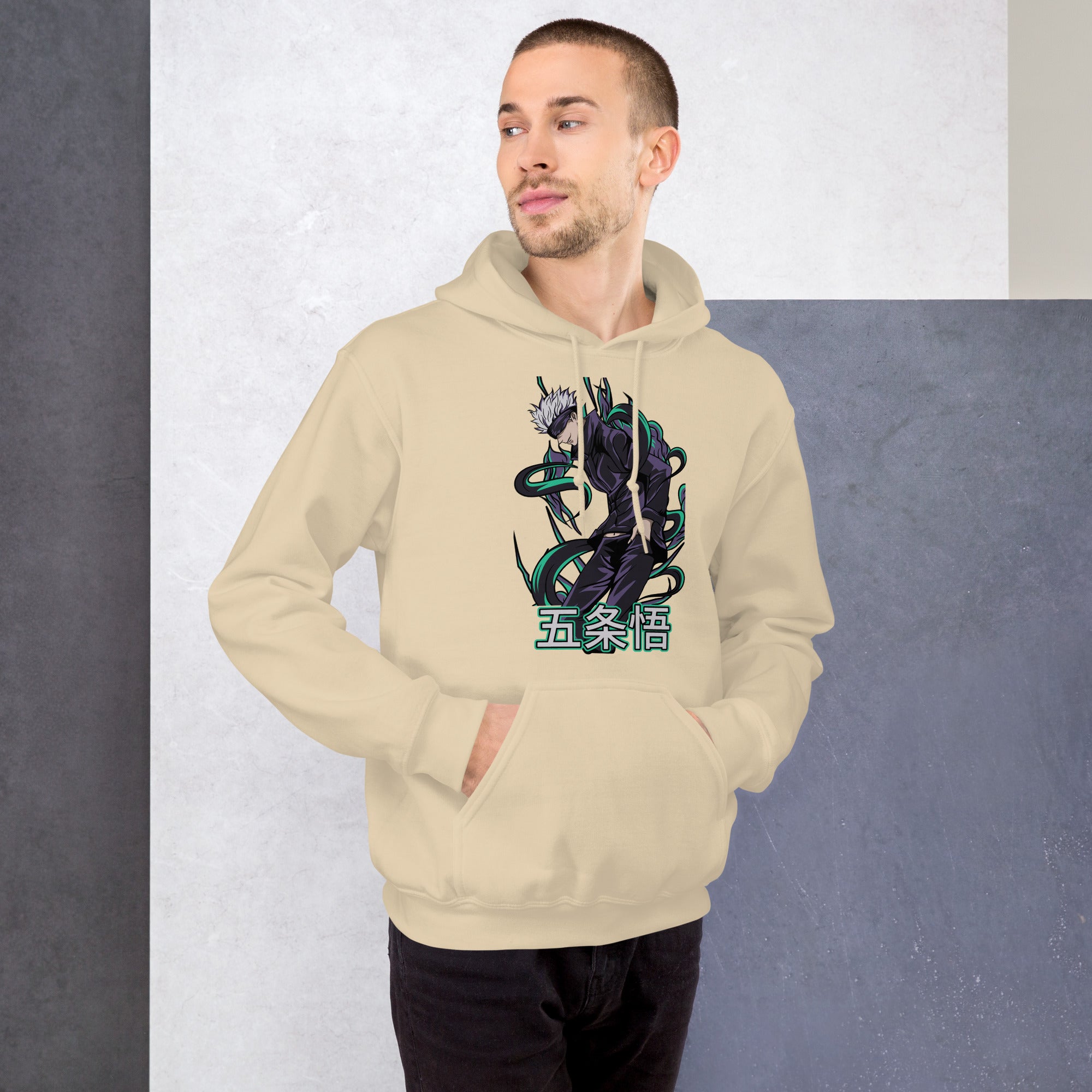 Foto di - Felpa stampata Unisex – Morbida con Cappuccio e Tasca Frontale – Stile Streetwear – Satoru Gojo-DTG-Biiply