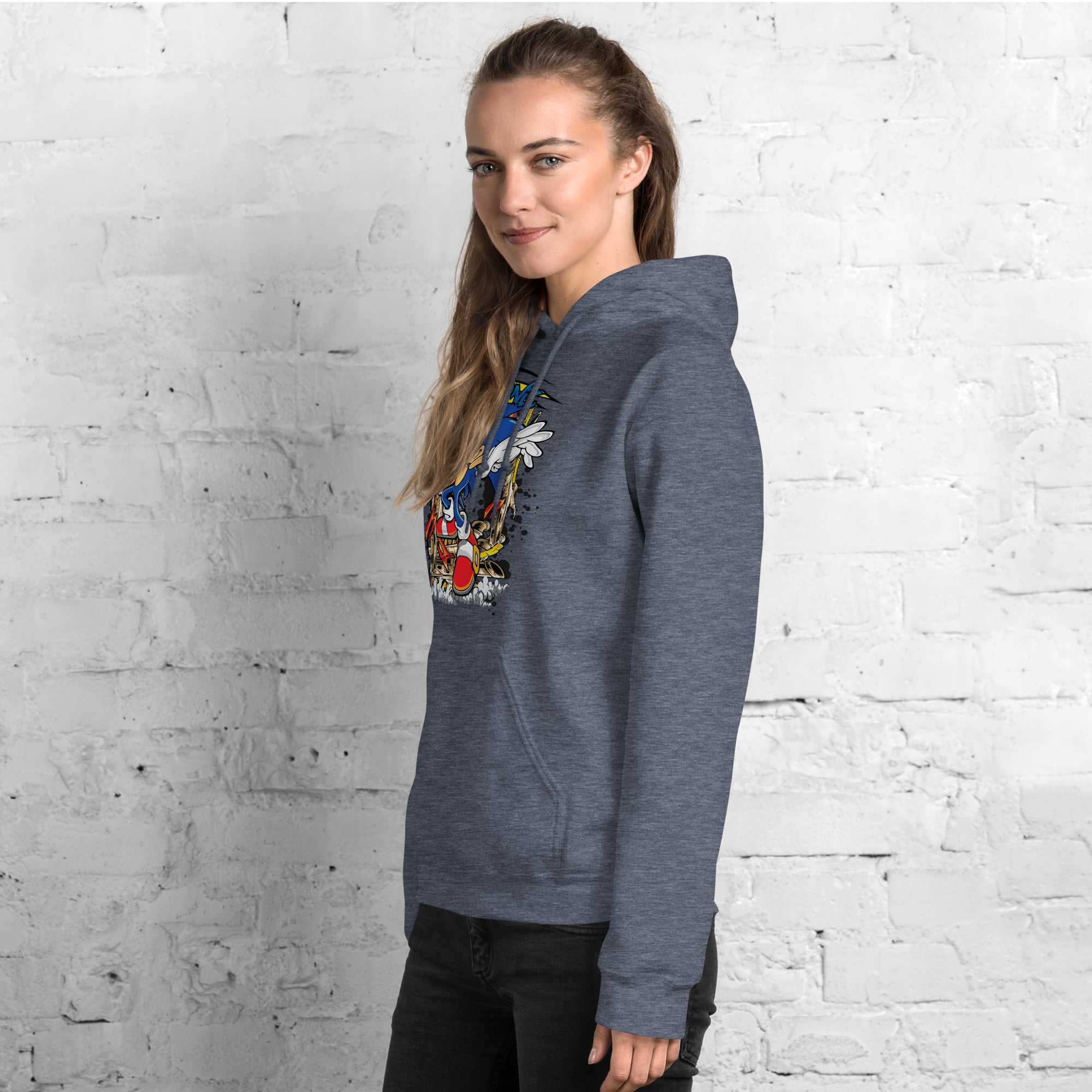 Foto di - Felpa stampata Unisex – Morbida con Cappuccio e Tasca Frontale – Stile Streetwear – Sonic-DTG-Biiply