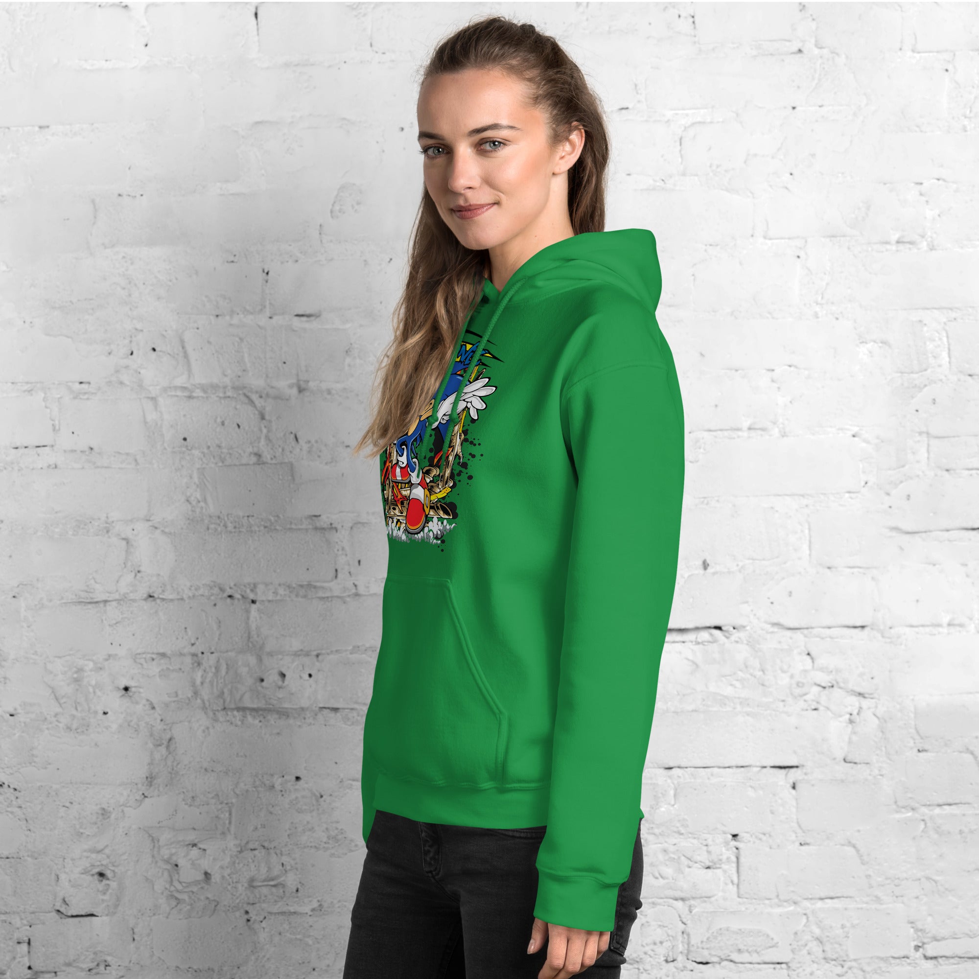 Foto di - Felpa stampata Unisex – Morbida con Cappuccio e Tasca Frontale – Stile Streetwear – Sonic-DTG-Biiply