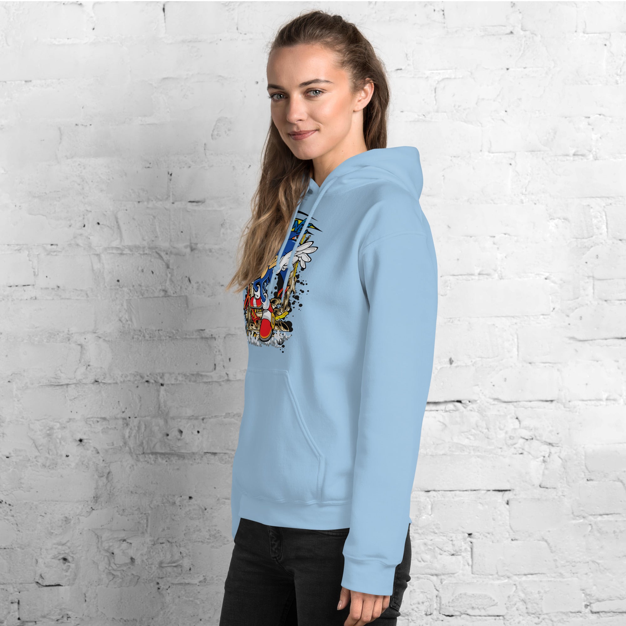 Foto di - Felpa stampata Unisex – Morbida con Cappuccio e Tasca Frontale – Stile Streetwear – Sonic-DTG-Biiply