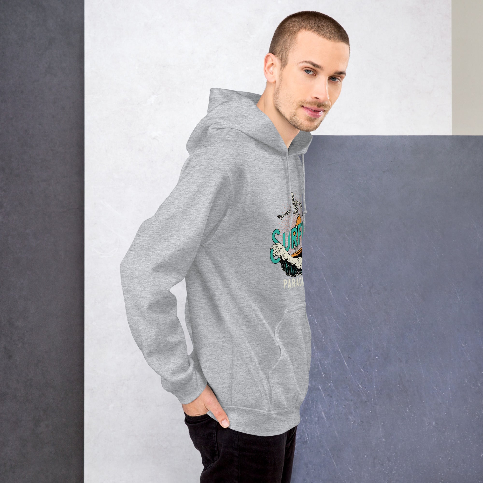 Foto di - Felpa stampata Unisex – Morbida con Cappuccio e Tasca Frontale – Stile Streetwear – Surfing Paradise-DTG-Biiply