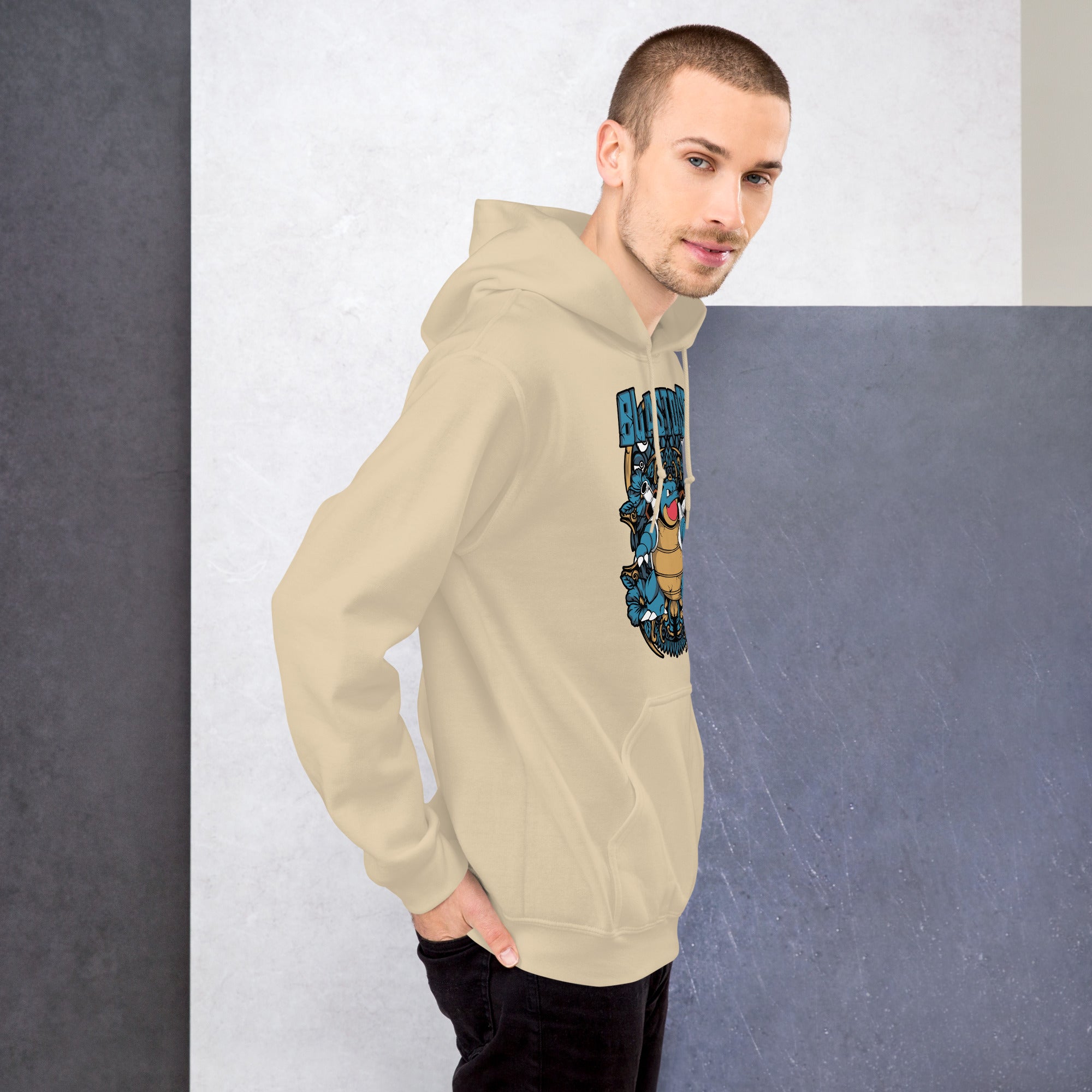 Foto di - Felpa stampata Unisex – Morbida con Cappuccio e Tasca Frontale – Stile Streetwear – Tartaruga Blastoise-DTG-Biiply